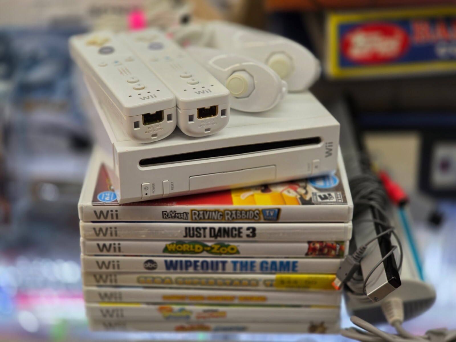 Nintendo Wii Console Bundle with 2 Controllers and Nunchucks including 8 Games