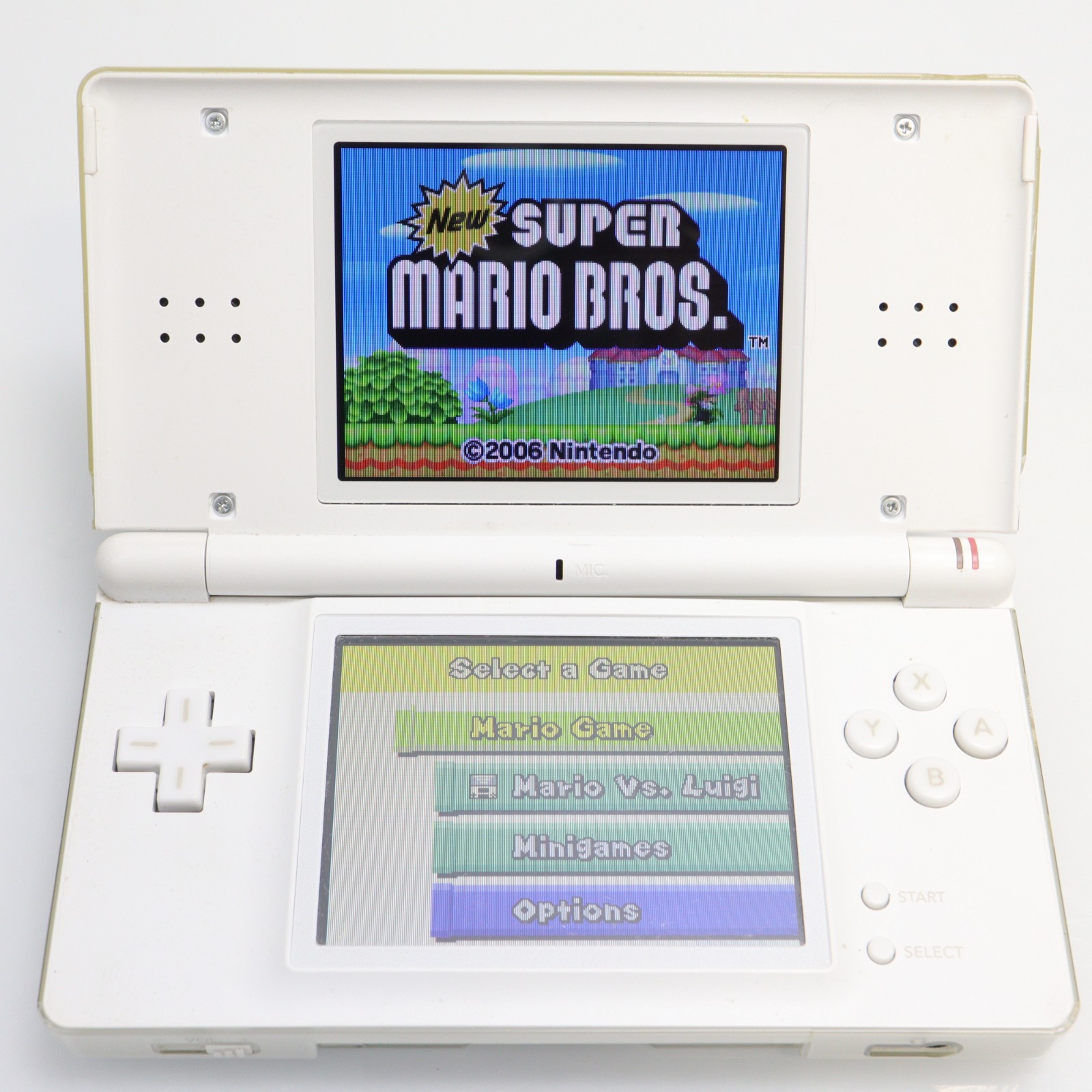 Nintendo DS Lite (USG-001) Handheld with 6 Games & Carrying Pouch – Polar White