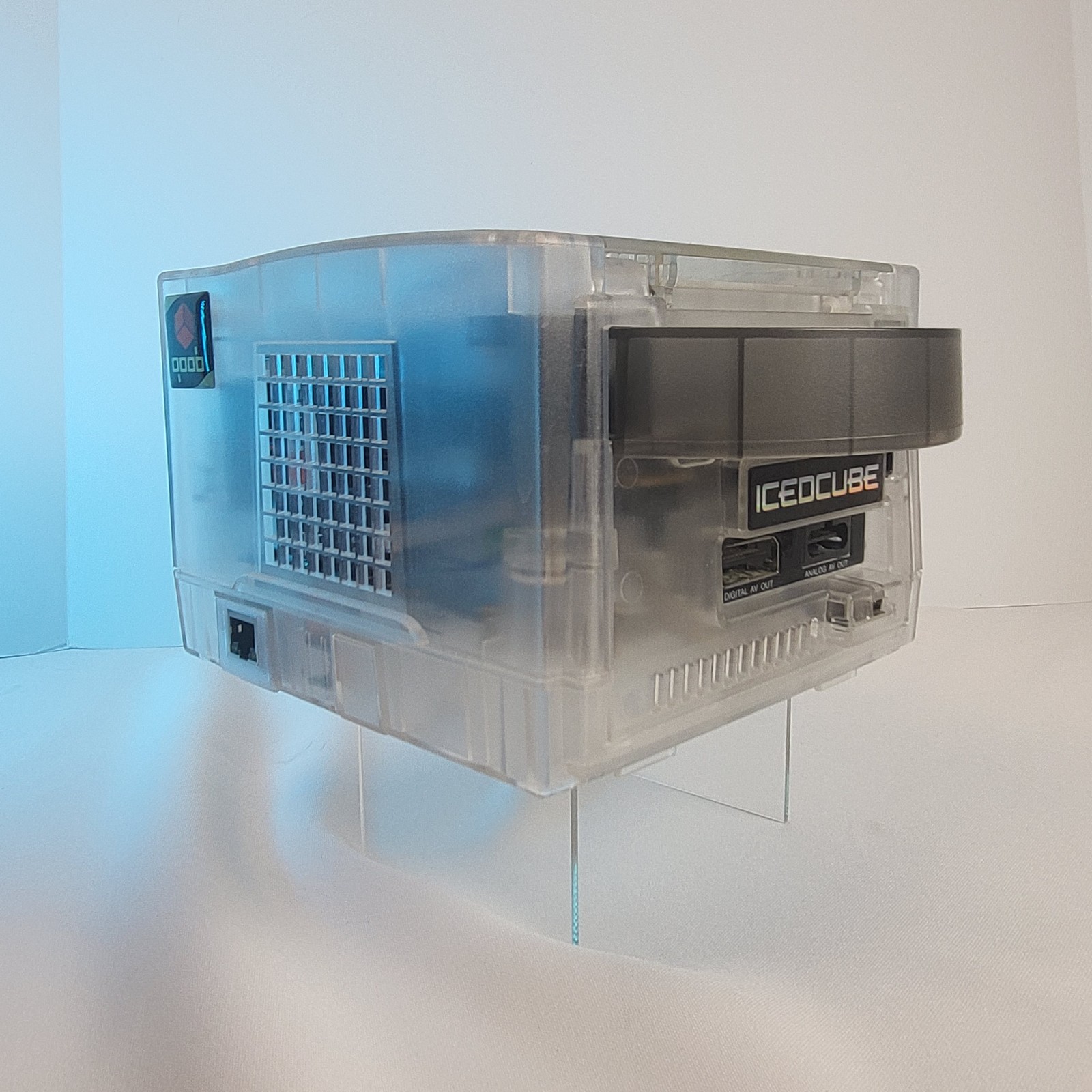 VINTAGE Nintendo ICEDCUBE GameCube Clear Laser Bear Ethernet Adapter Qoob Tested