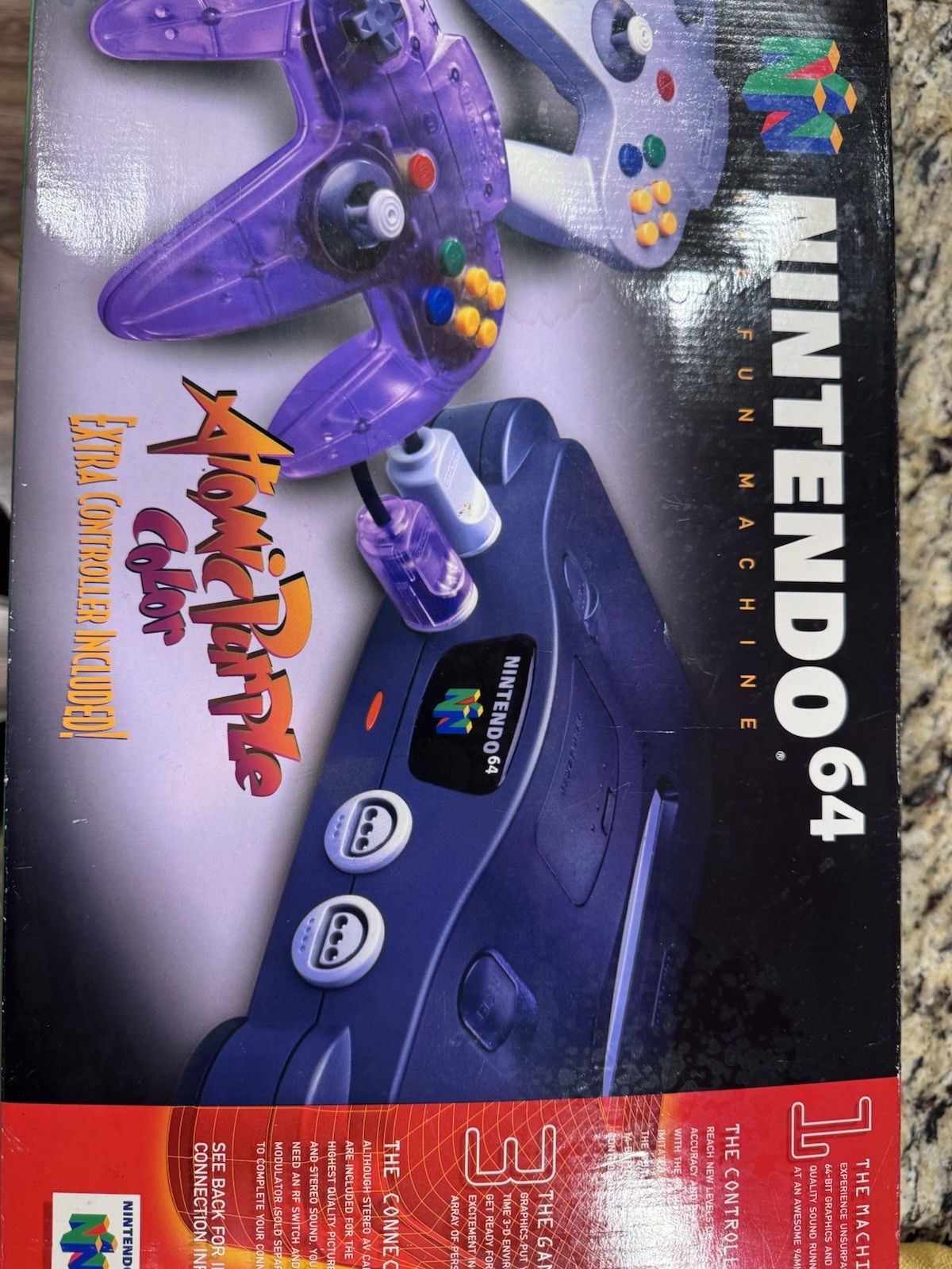 Nintendo 64 Console Atomic Purple Controller System Bundle with Box