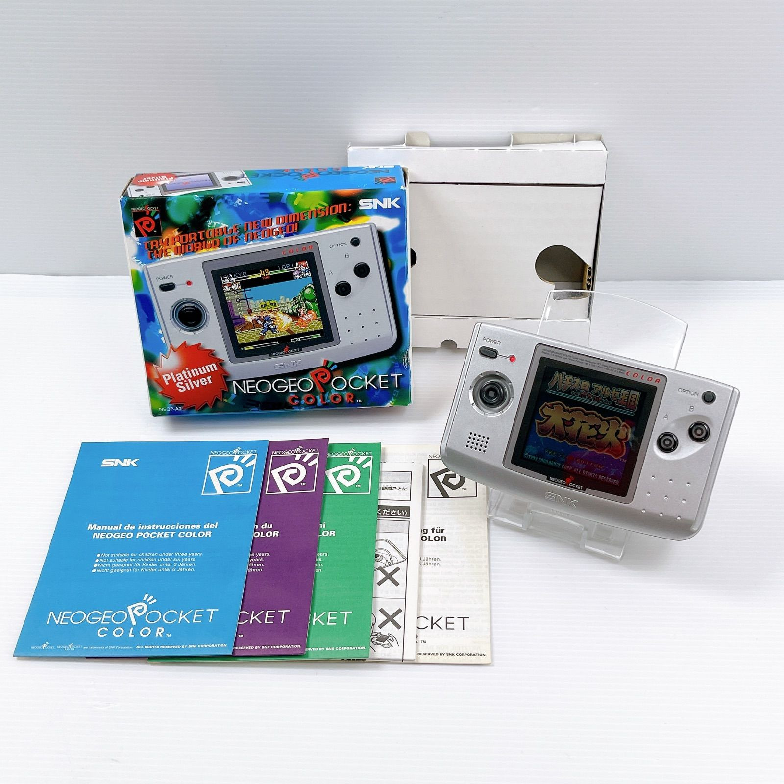 SNK NEOGEO POCKET COLOR NEOP-A2 Platinum Silver Handheld Console Excellent