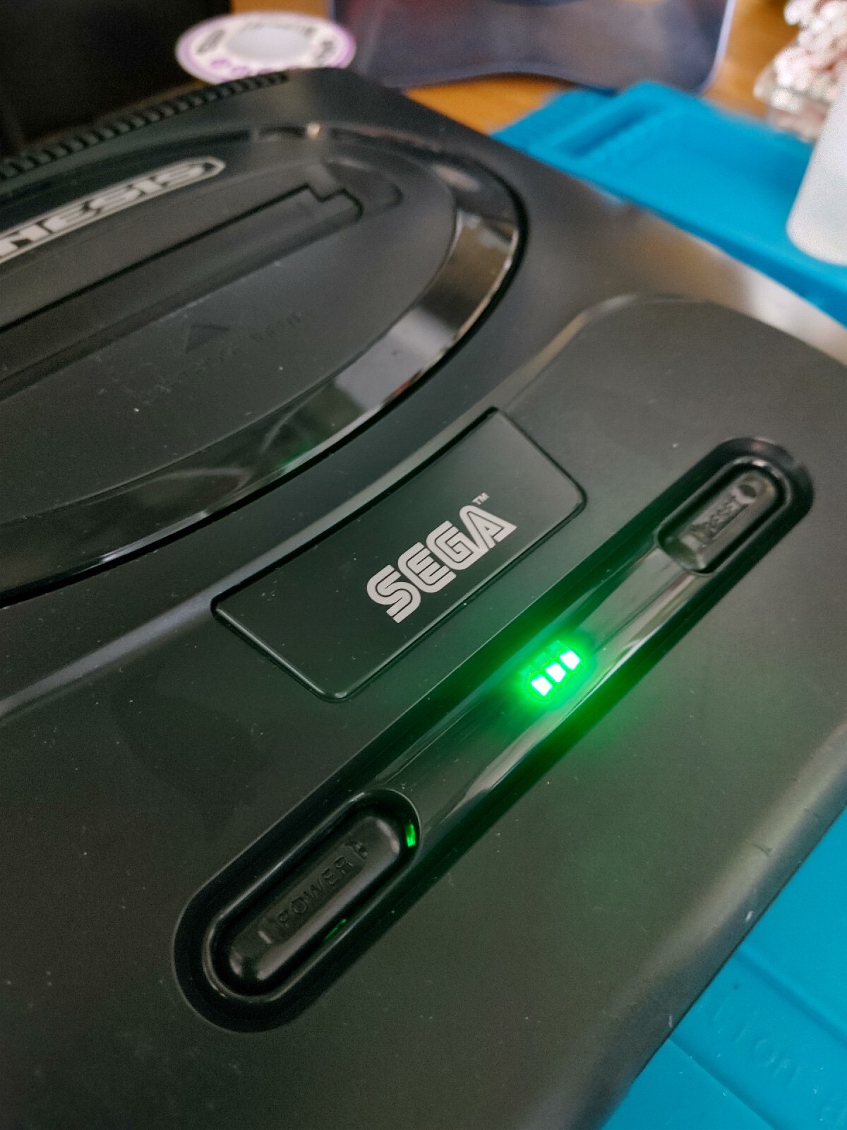 Sega Genesis Model 2 3bp Triple Bypass Mod Full Recap Green LED Console Only