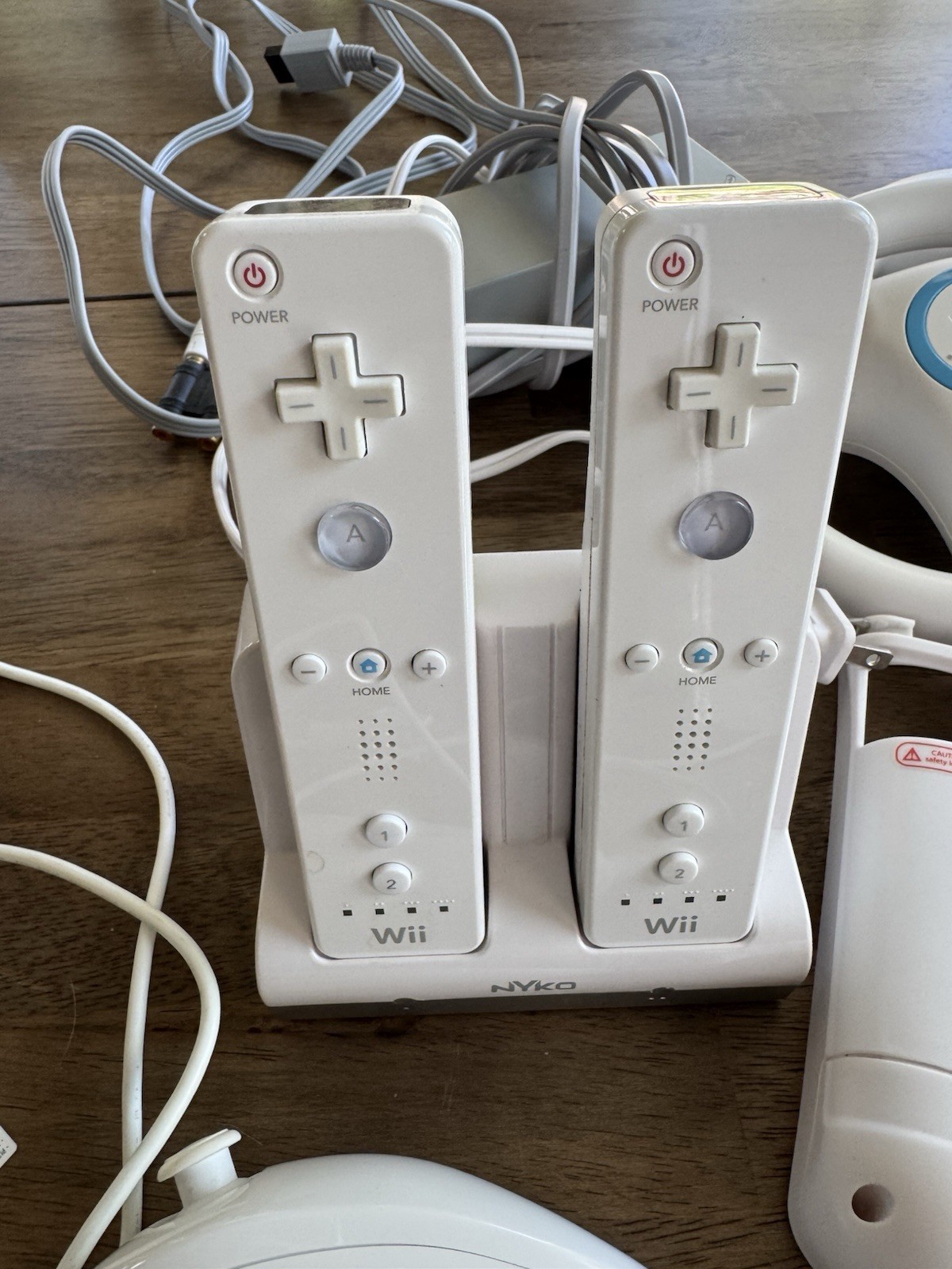 Nintendo Wii Bundle Console 2 Remotes 2 Nunchuks Charger Wheels No Sensor