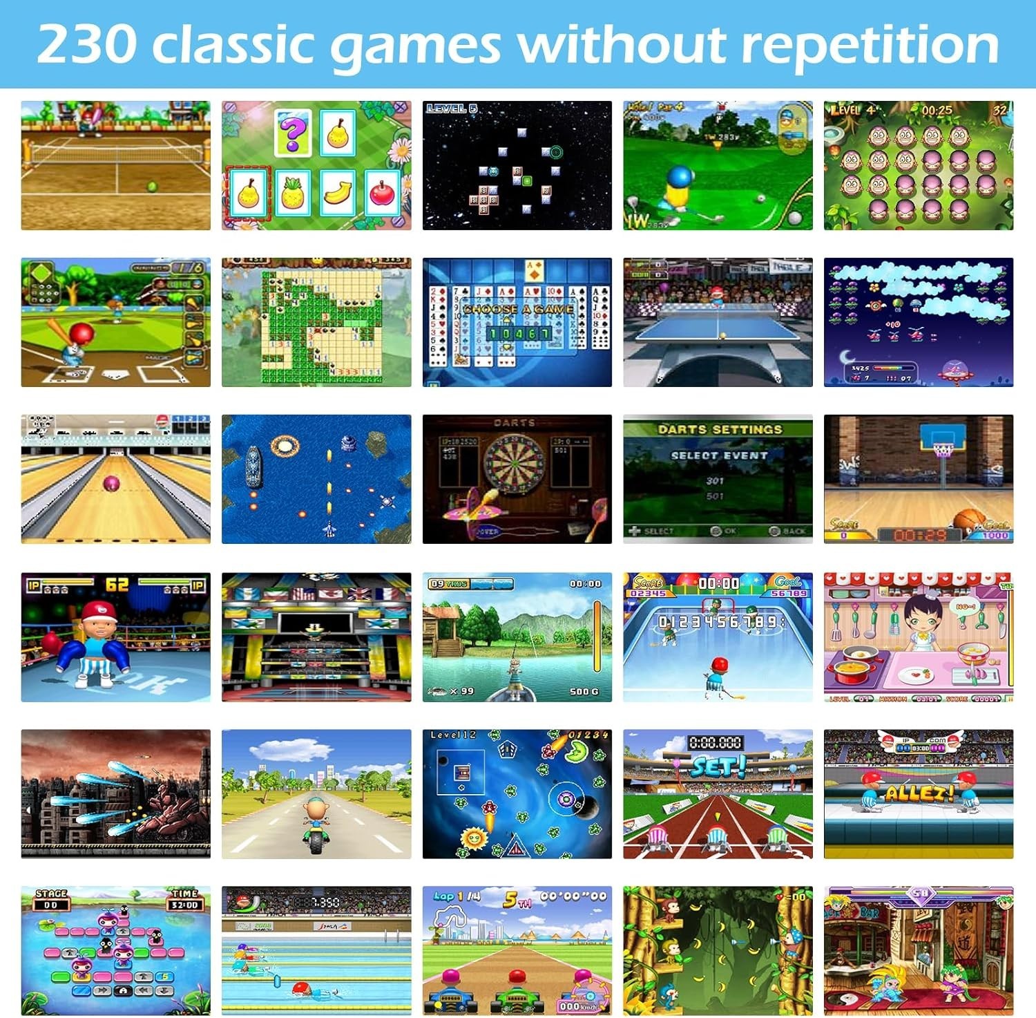 3.0” Screen 16 Bit Handheld Game for Kids – Rechargeable, 230 Fun Retro Games