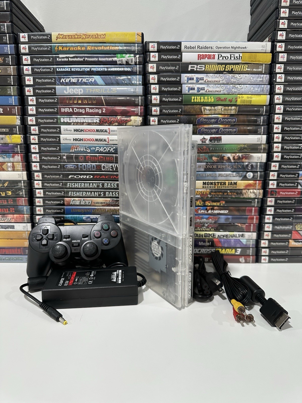 Sony PlayStation 2 PS2 Slim CLEAR GHOST 👻 Console Bundle –Controller / Cables