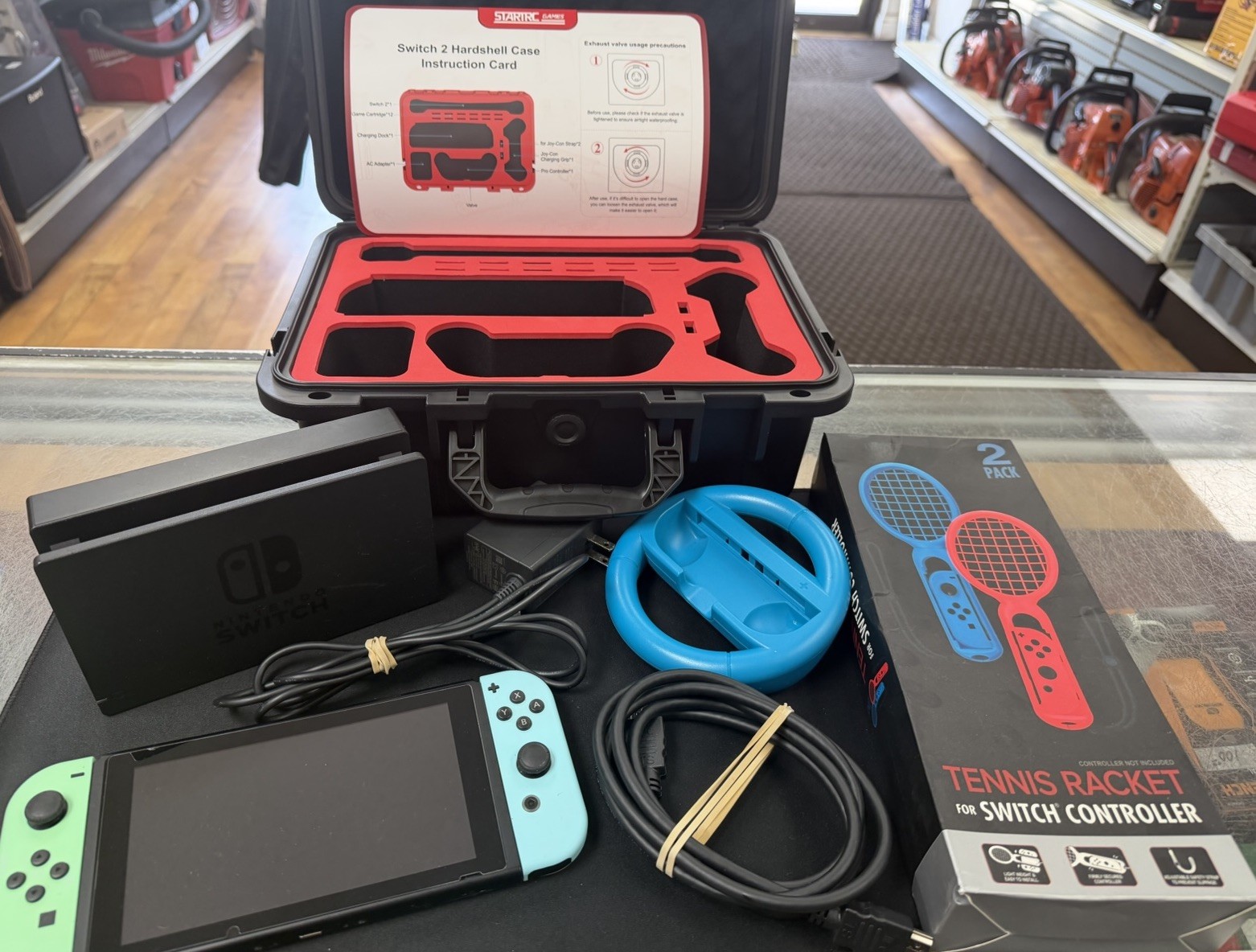 Nintendo Switch Neon Red & Blue Joy-Con with Dock and Charger. Launch model