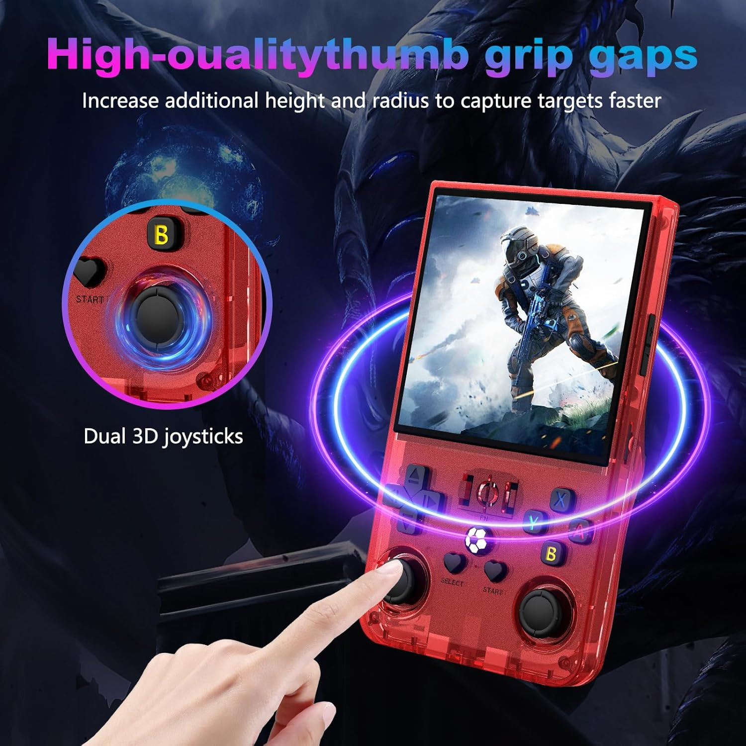 R36MAX Retro Handheld Game Console, 4.0 Inch 720X720 IPS Screen, 64GB Built-In 1