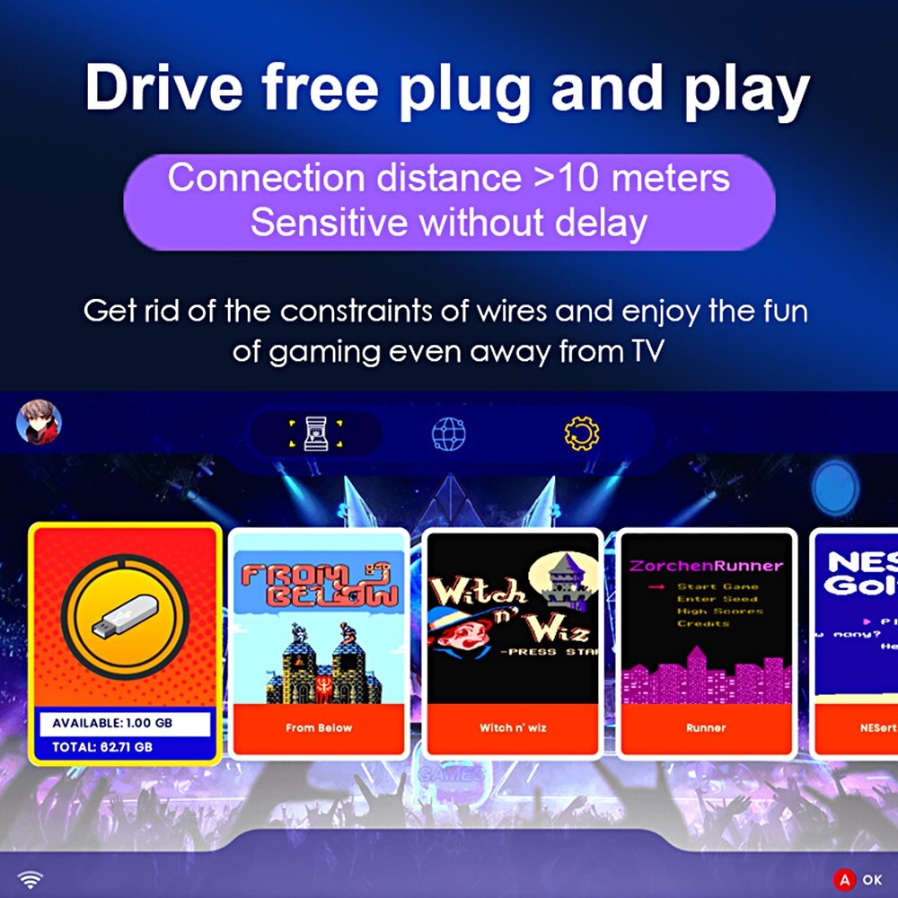 Essential Durable Compact 2x Wireless Game Controllers 2.4G Receiver 64G TF Card