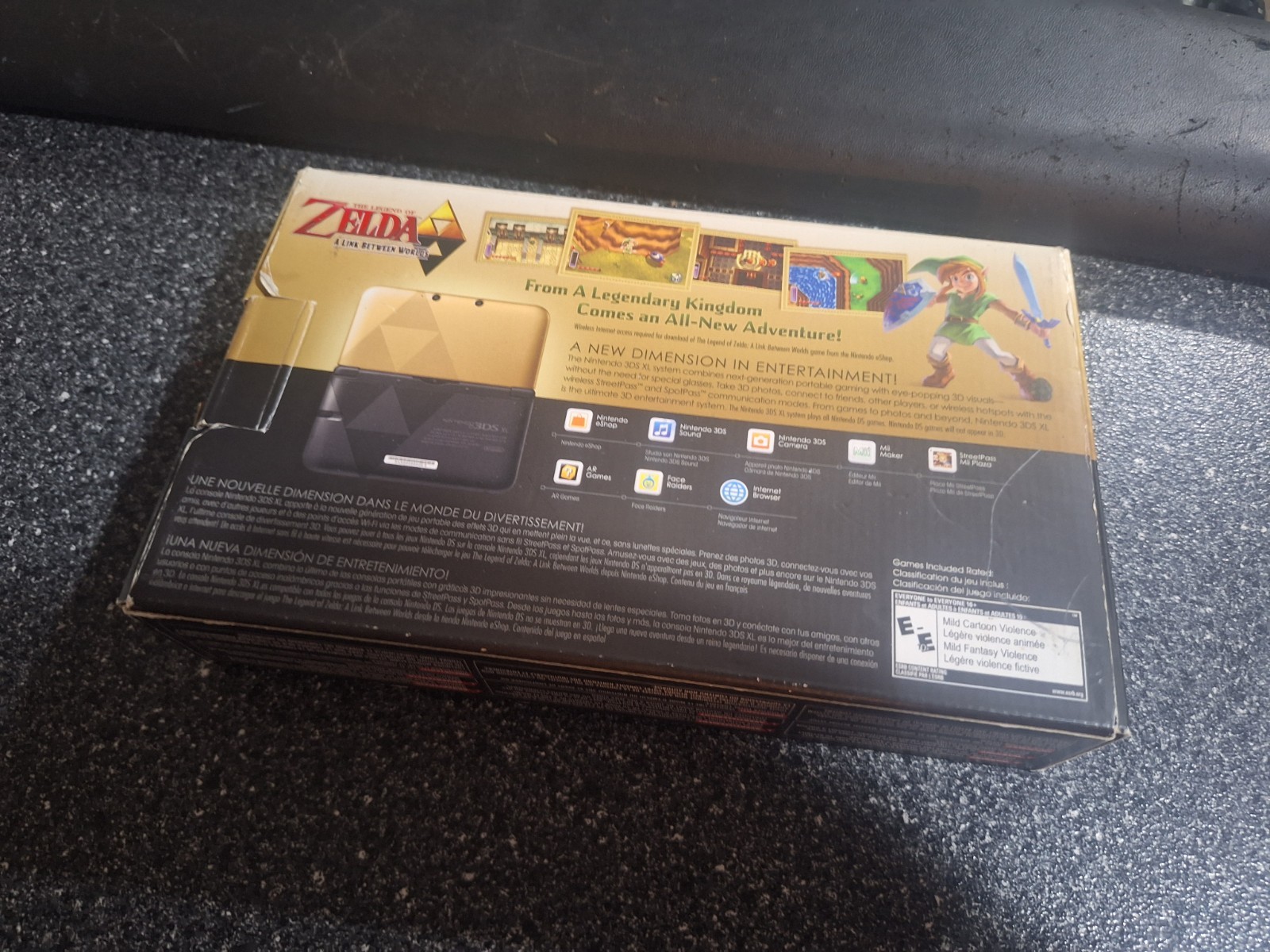 BOX + PAPERWORK ONLY Nintendo 3DS XL Limited Edition Zelda A Link Between Worlds