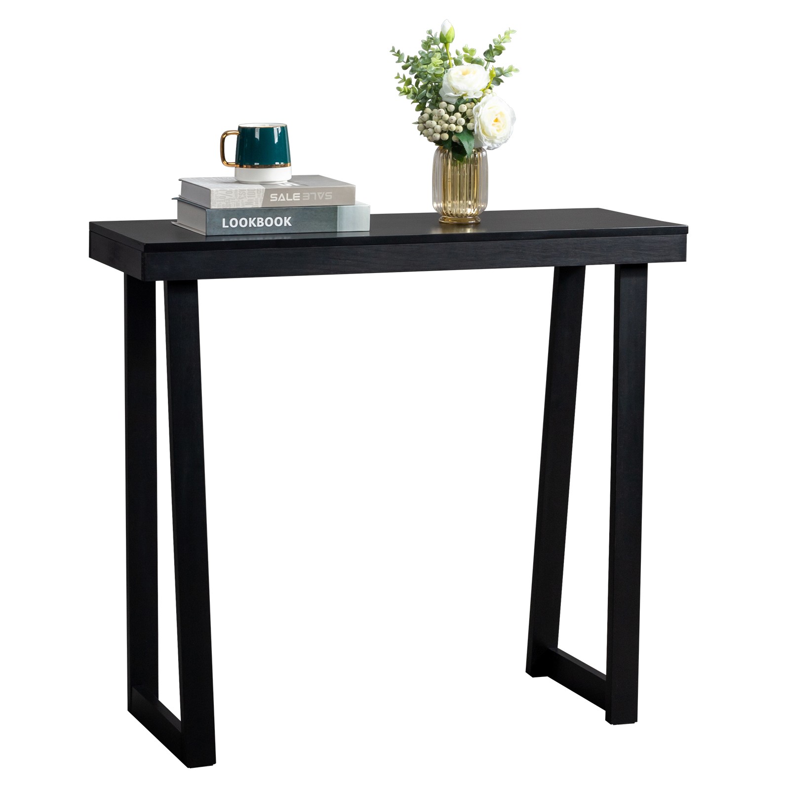 Wood Console Table Sofa Table Entryway Table for Hallway Living Room Black