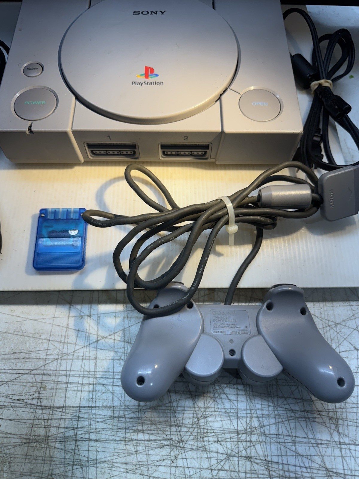 Sony PlayStation 1 PS1 Gray System Console With Memory Card, Tested Working