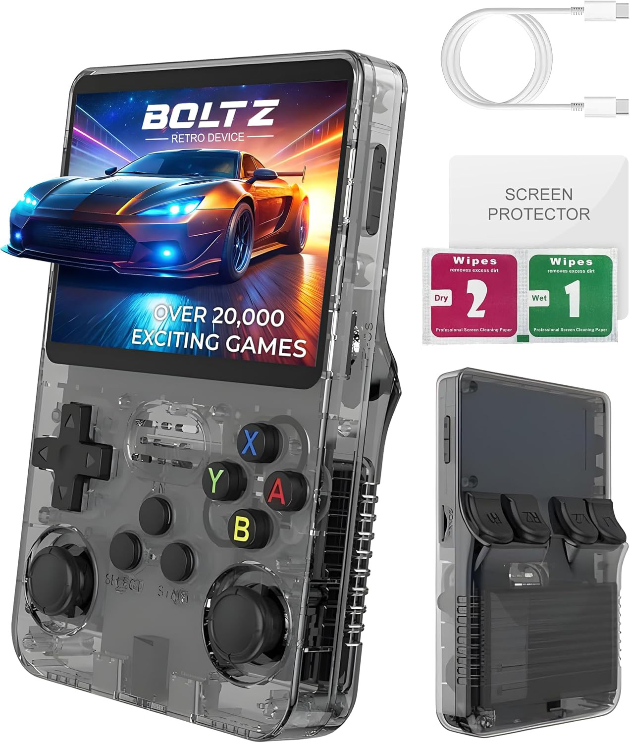 Boltz Retro Handheld Game Console with 20,503 Built-In Games, 3.75″ IPS Screen P