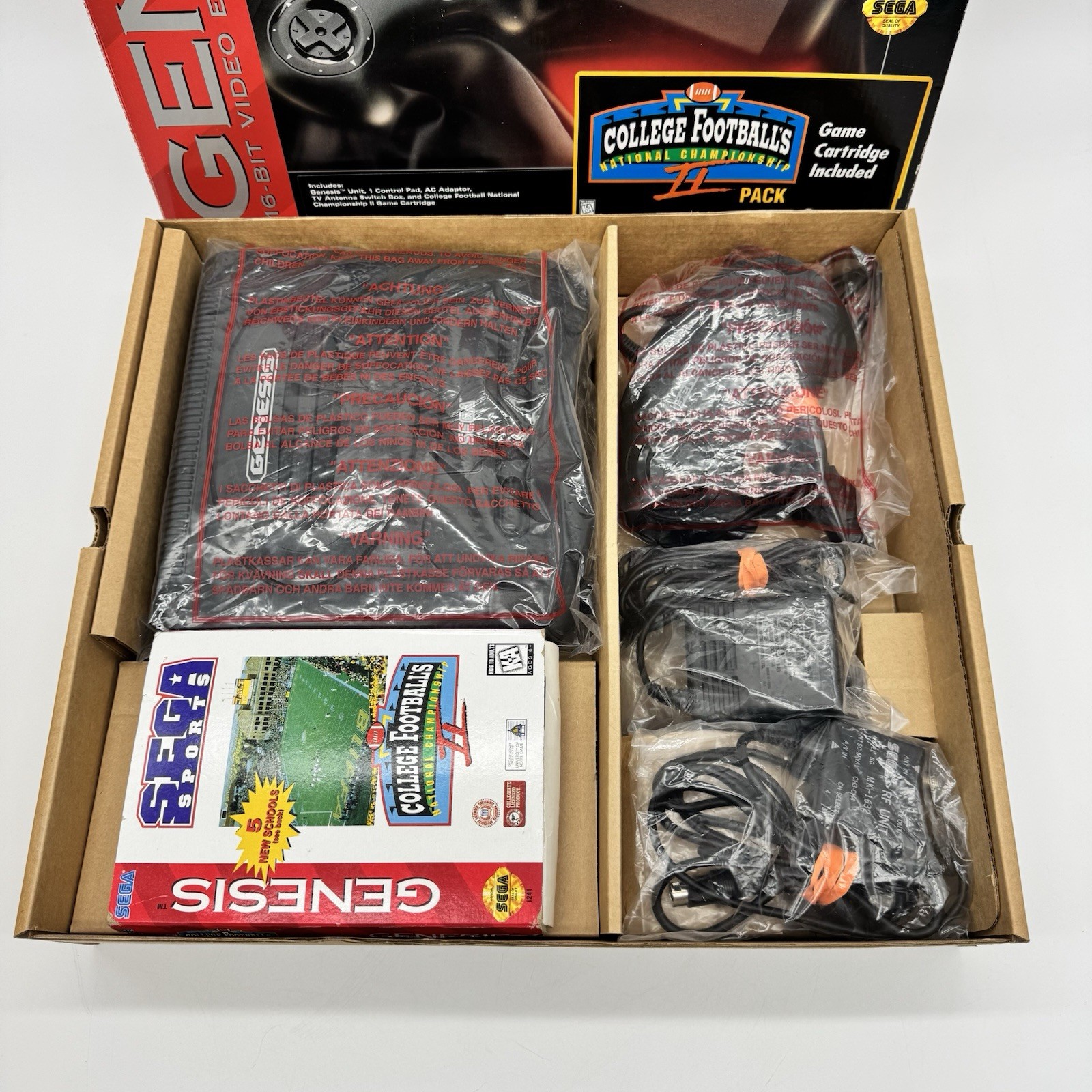 SEGA Genesis Bundle Box Console 16-Bit College Football II Game Tested MK-1631