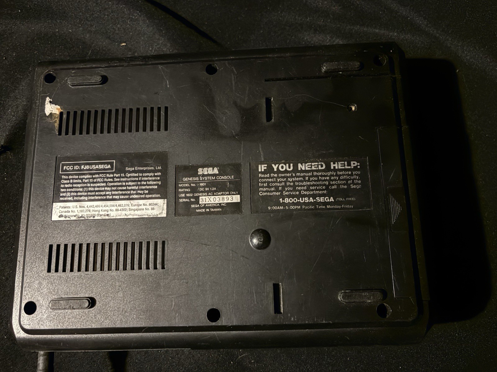 Sega Genesis Model 1 Console Only NON TMSS High Definition Graphics power cord