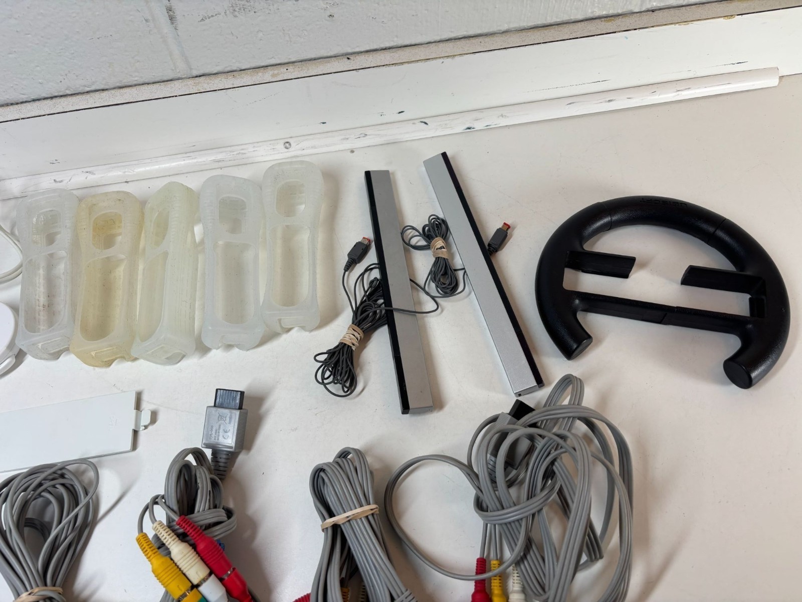 Nintendo Wii Controllers & Accessories Bundle With Cables Sensor Bars & Wheel