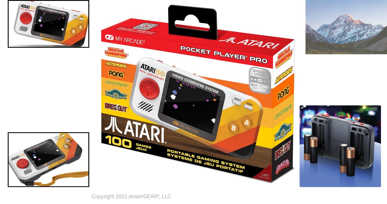 Atari Pocket Player Pro: 100 Retro Games Handheld Console with Color Display