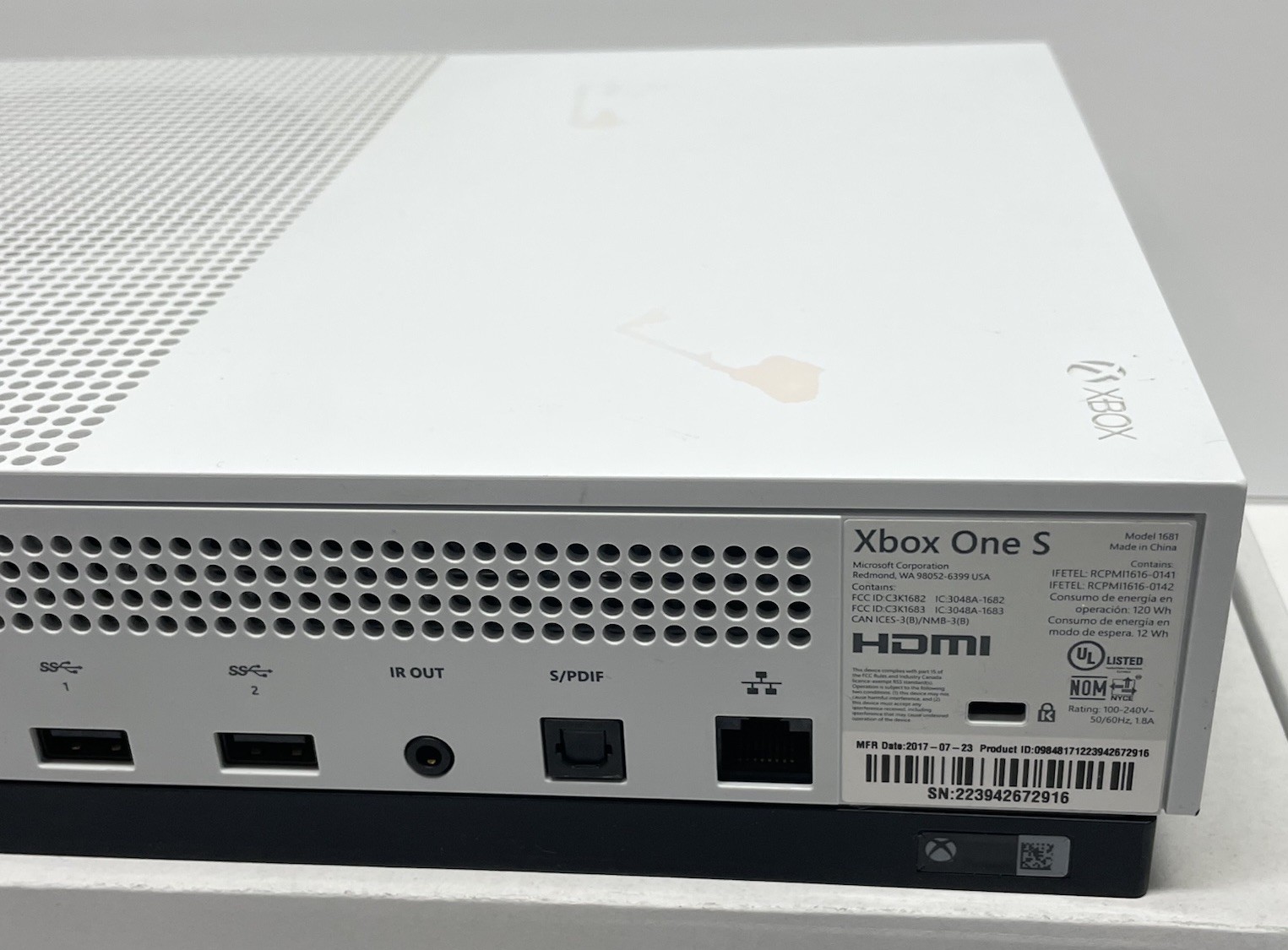 Microsoft Xbox One S Model 1681 Console Only TESTED