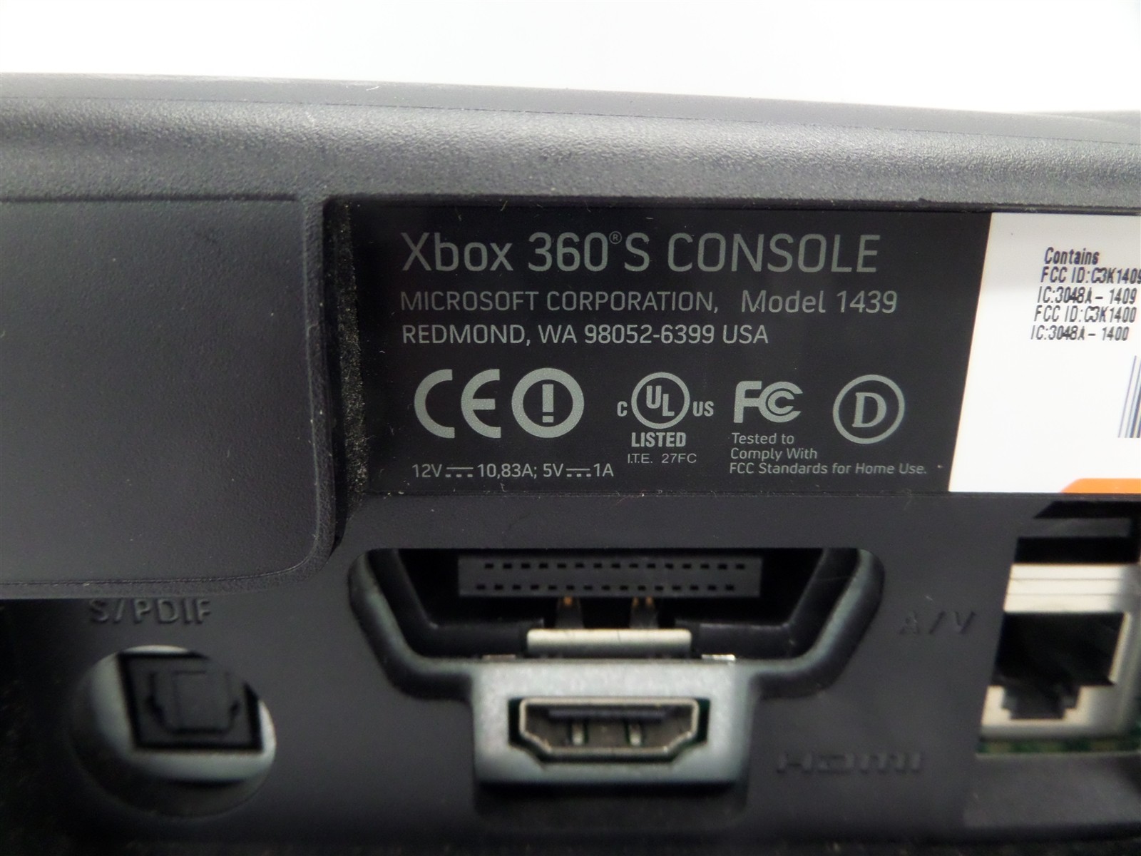 Microsoft Xbox 360 S 1439 Console w/ Power Supply & Kinect Sensor – No 250GB HDD