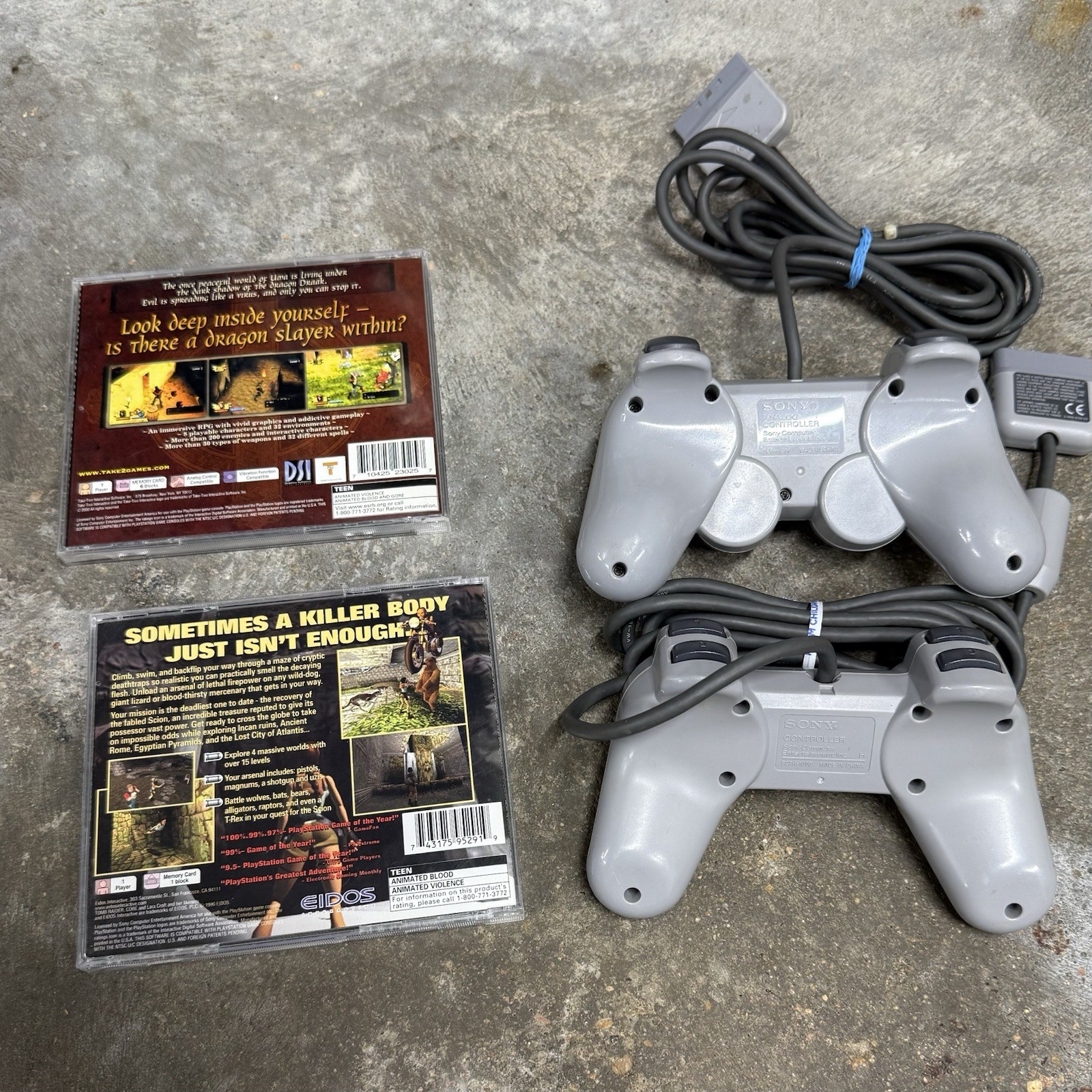 Sony PlayStation 1 PS1 Console Bundle Tested Works Tomb Raider DualShock READ