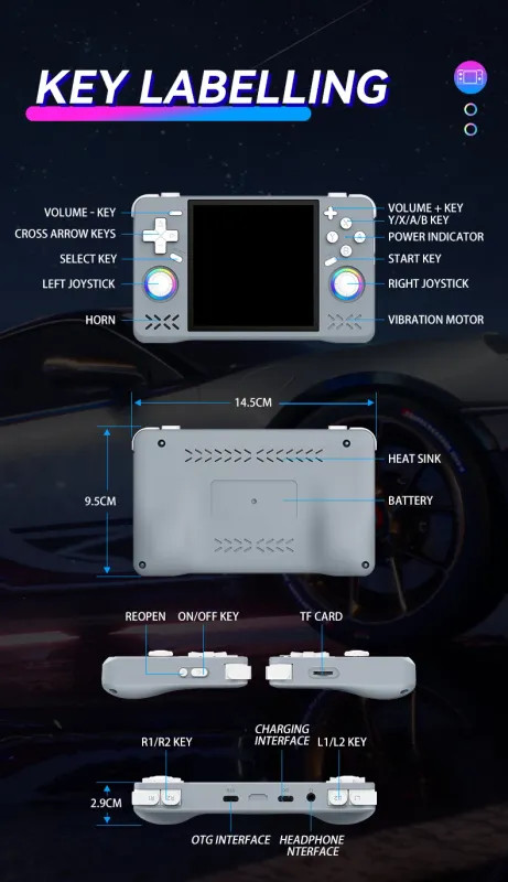 Newest XF40H Retro Handheld Game Console Linux 4.0” IPS Screen Supports