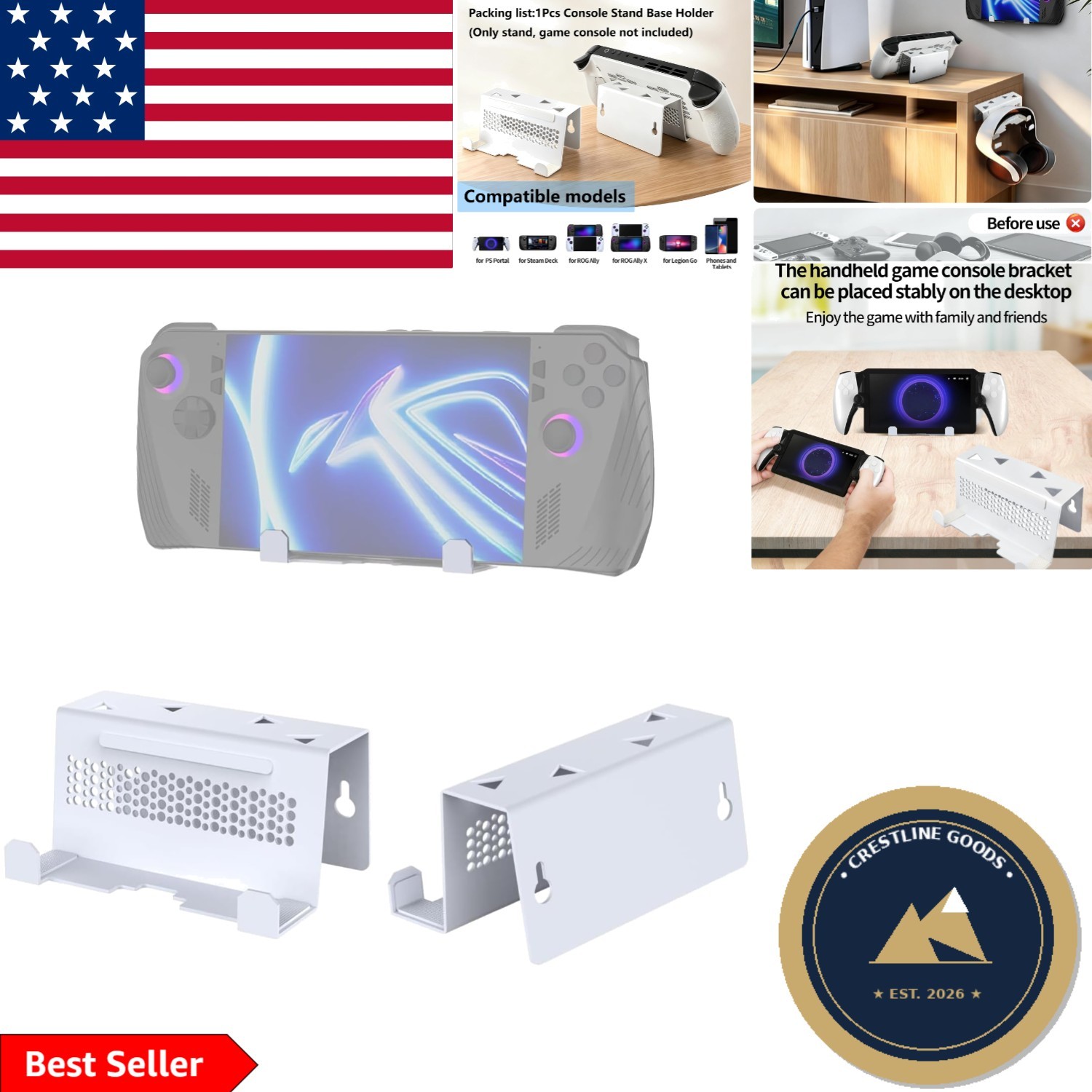 Stylish Wall Mount Bracket for ROG Ally X & SteamDeck – Iron Console Holder