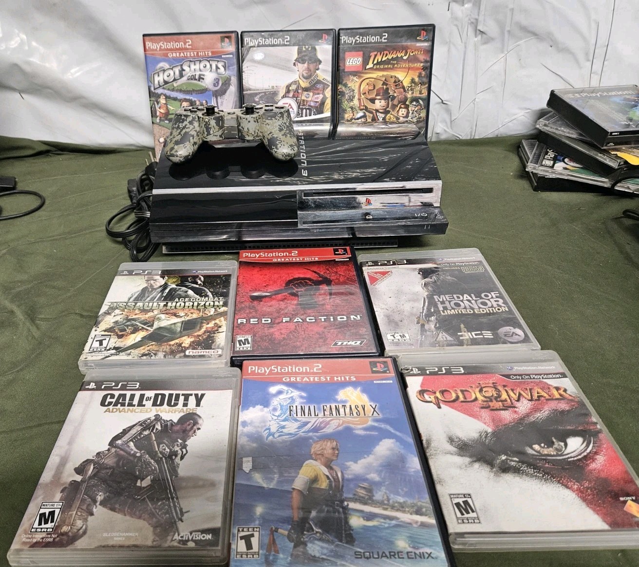 PS3 Fat CECHE01 Backwards Compatible Console, Remote and 9 Games – CIB – TESTED