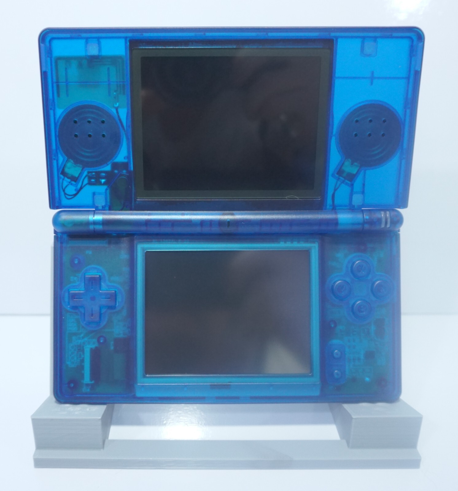 Nintendo DS Lite Transparent Clear Deep Ocean Blue Handheld System with Charger