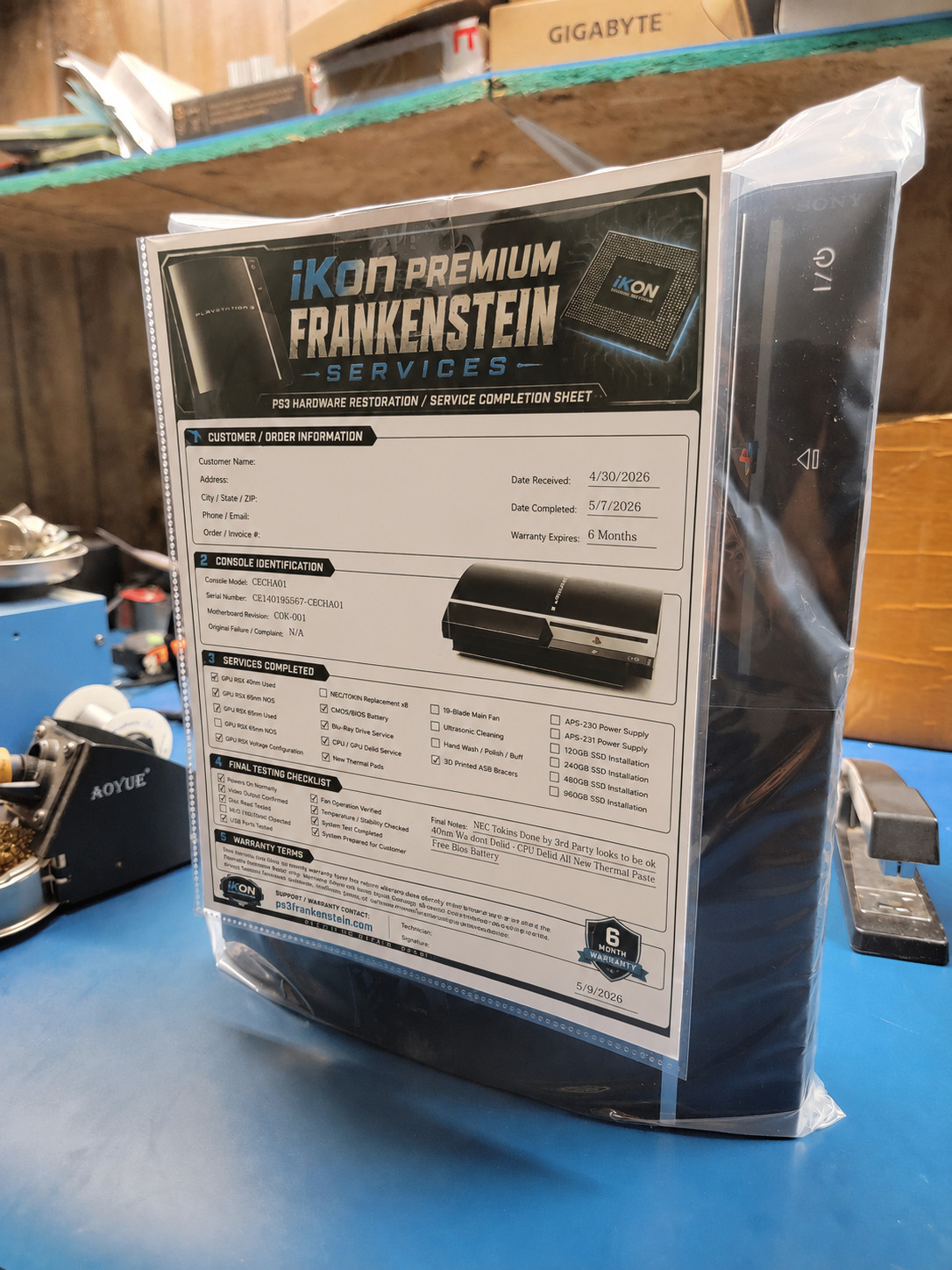 PS3 CECHE01 CECH E01 80GB Frankenstein Service RSX GPU Fix 40nm 65nm YLOD GLOD