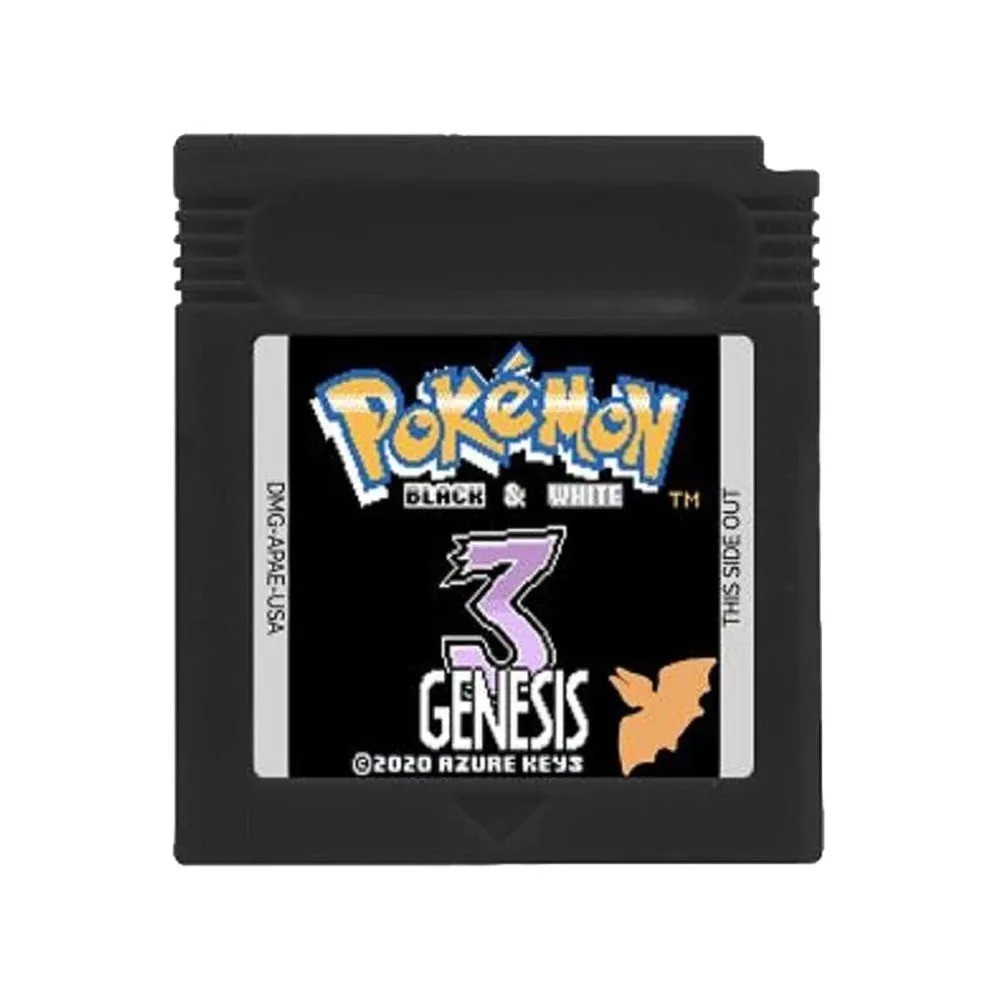 Pokemon Black White 3 Genesis GBC 16 Bit Game Cartridge for GB SP Console