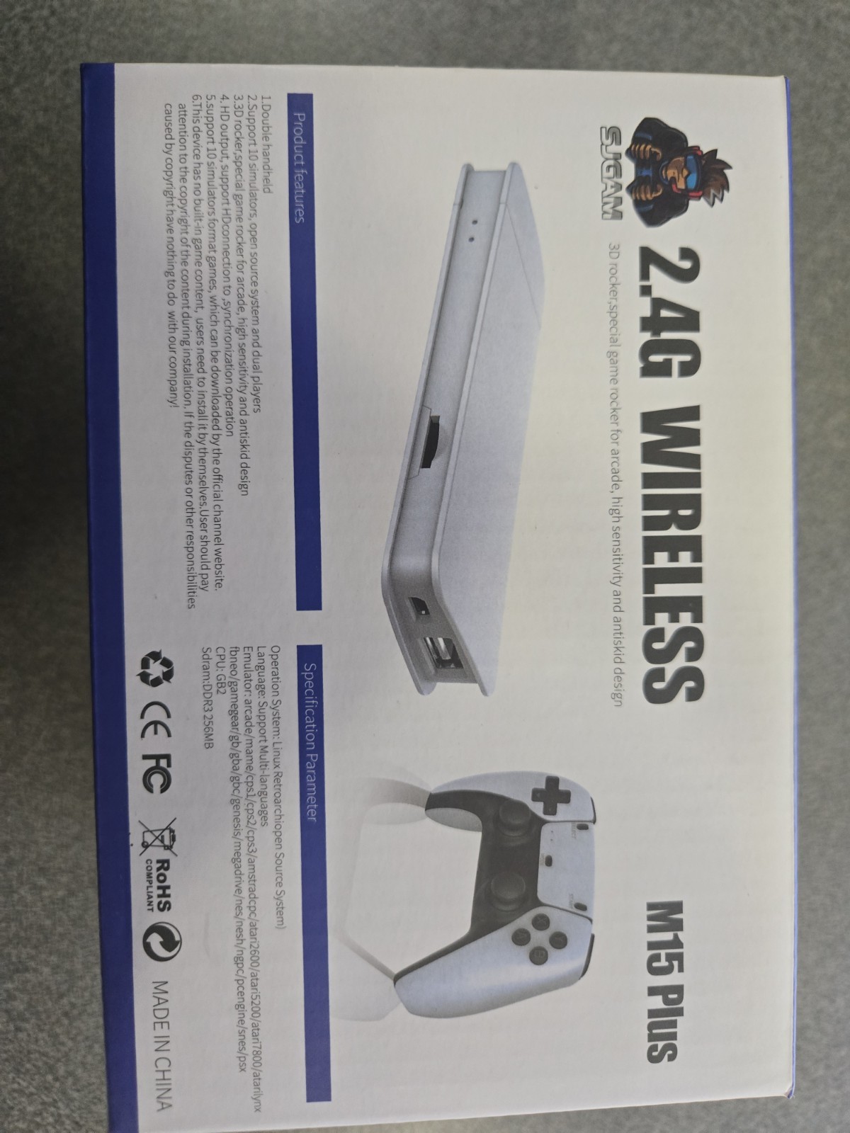 SJGAM M15 Plus 2.4G Wireless Microconsole White Double Rocker 4K Ultra HD