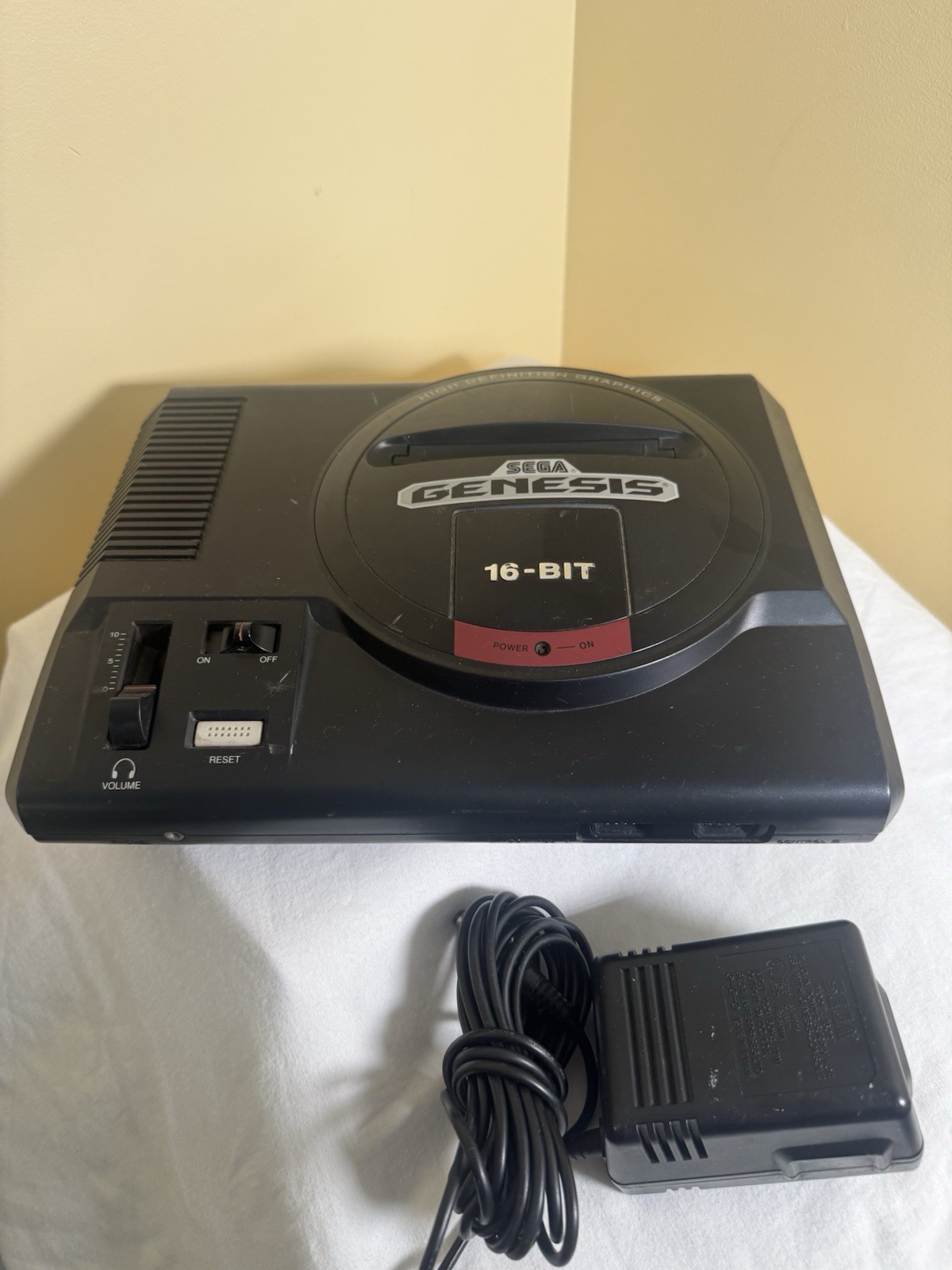 SEGA Genesis Black Red Console, Headphone Jack, Volume Control, Reset Button