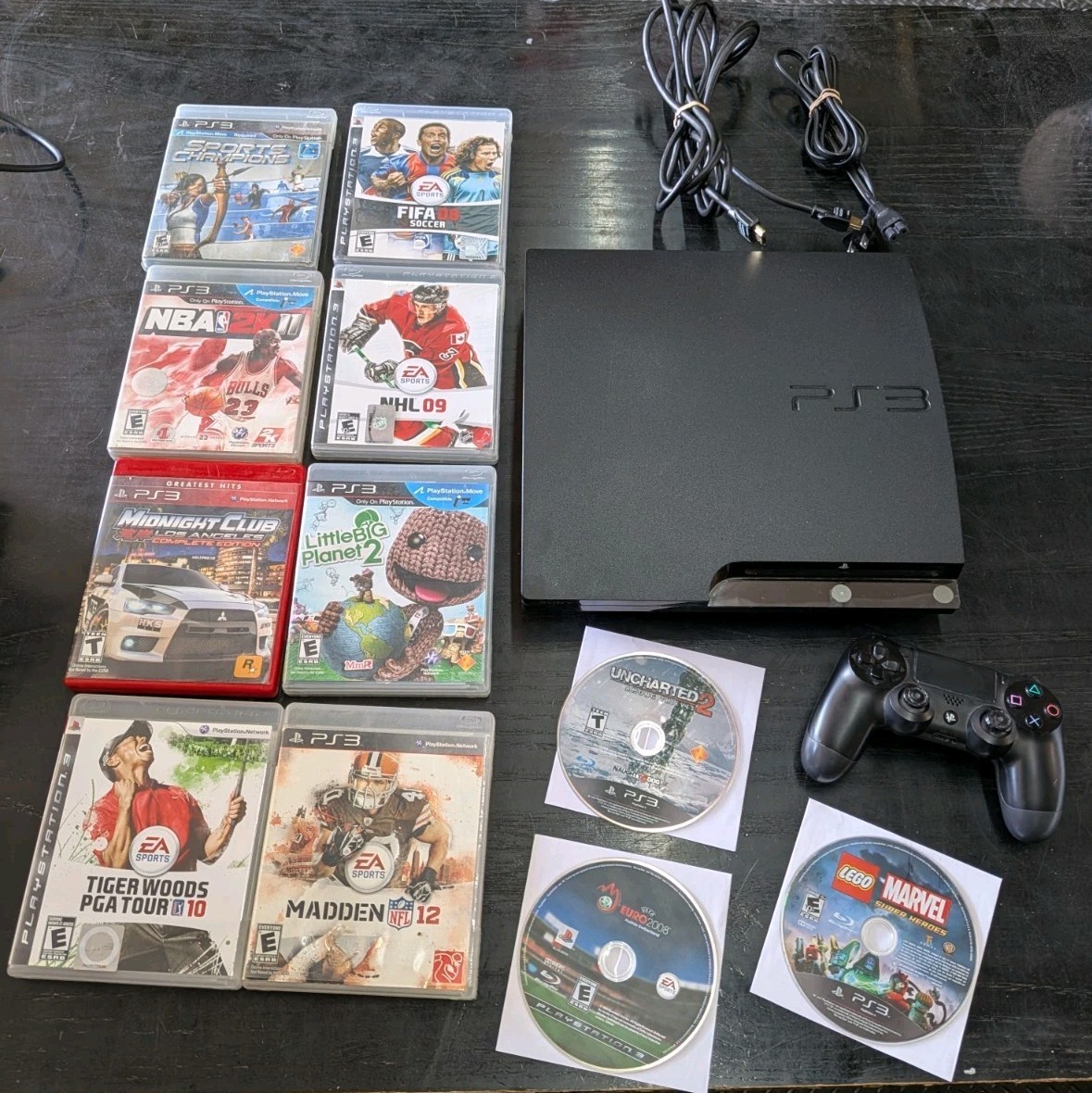 Sony PlayStation 3 (PS3) Slim Console 160gb Bundle W/ 11 Games Tested Uncharted