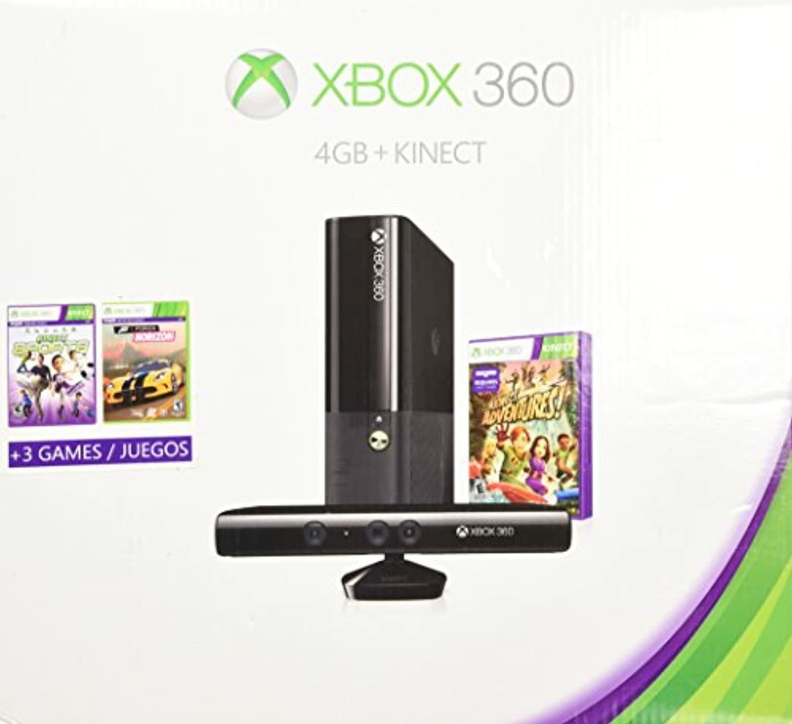 Xbox 360 4GB Kinect Holiday Bundle With 3 Games Forza Horizons Kinect Sports 5Z