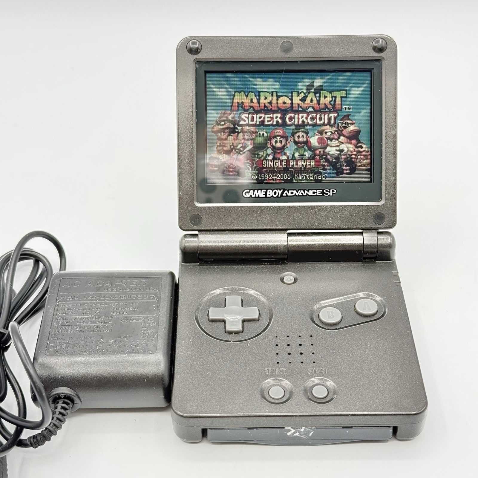 Nintendo Gameboy Advance GBA SP AGS-001 Gray W/Charging Cord Tested