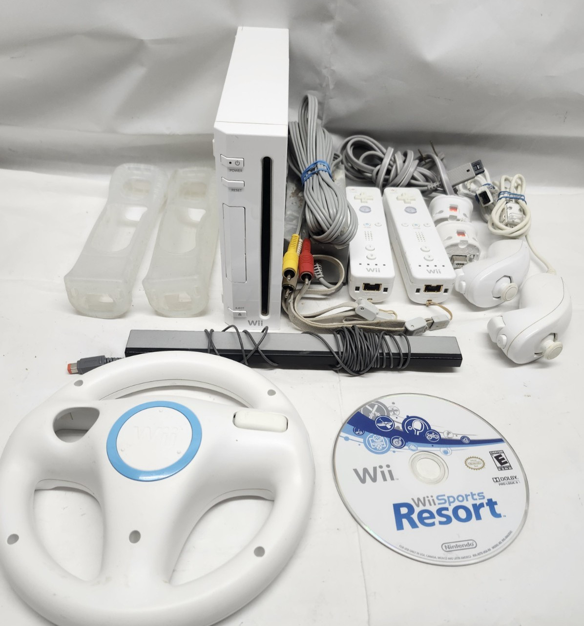 Nintendo Wii Console Bundle (2) Controllers, Motion Plus, Game Nunchuck, & Cords