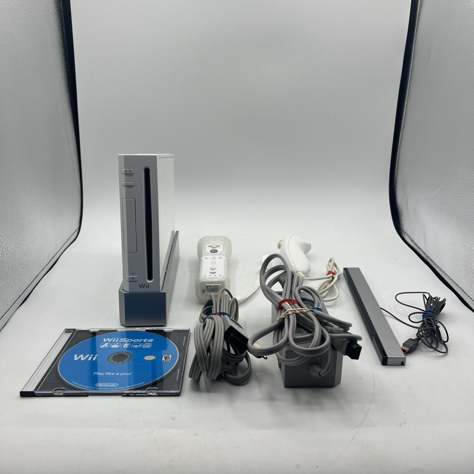 Nintendo Wii Console With Controllers, Cables, Wii Sports Game Disc Reset Tested