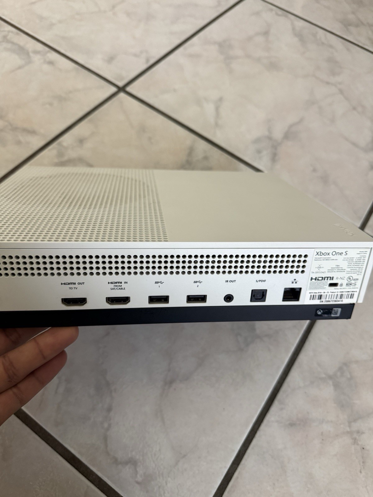 Microsoft Xbox One S 1681 White Console HDMI USB-A S/PDIF IR Out Ethernet 2018