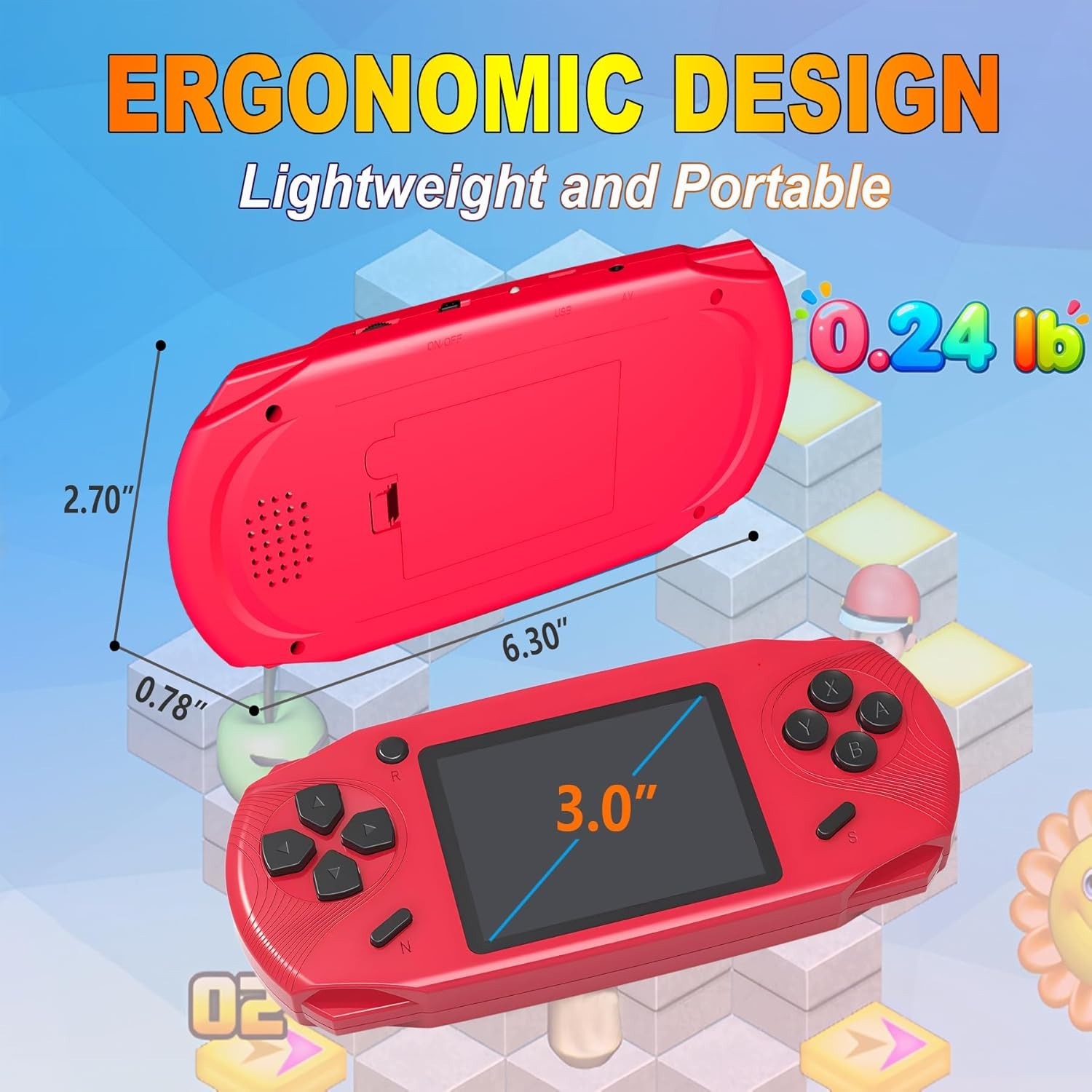 Portable 220 Retro Games Handheld Player – 3.0” Screen, Rechargeable Toy Gift