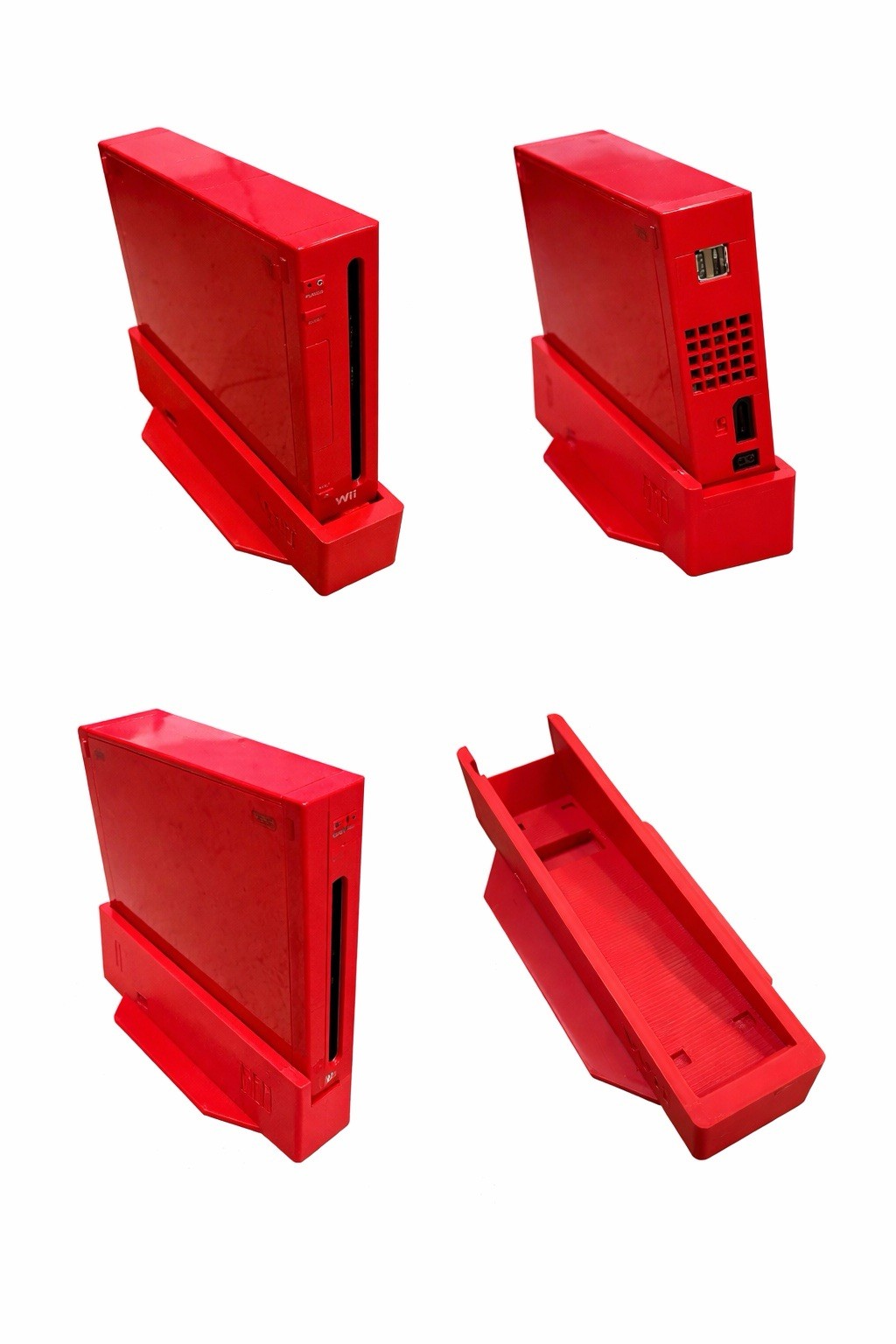 Red Console Stand for Nintendo Wii, Extra Ventilation