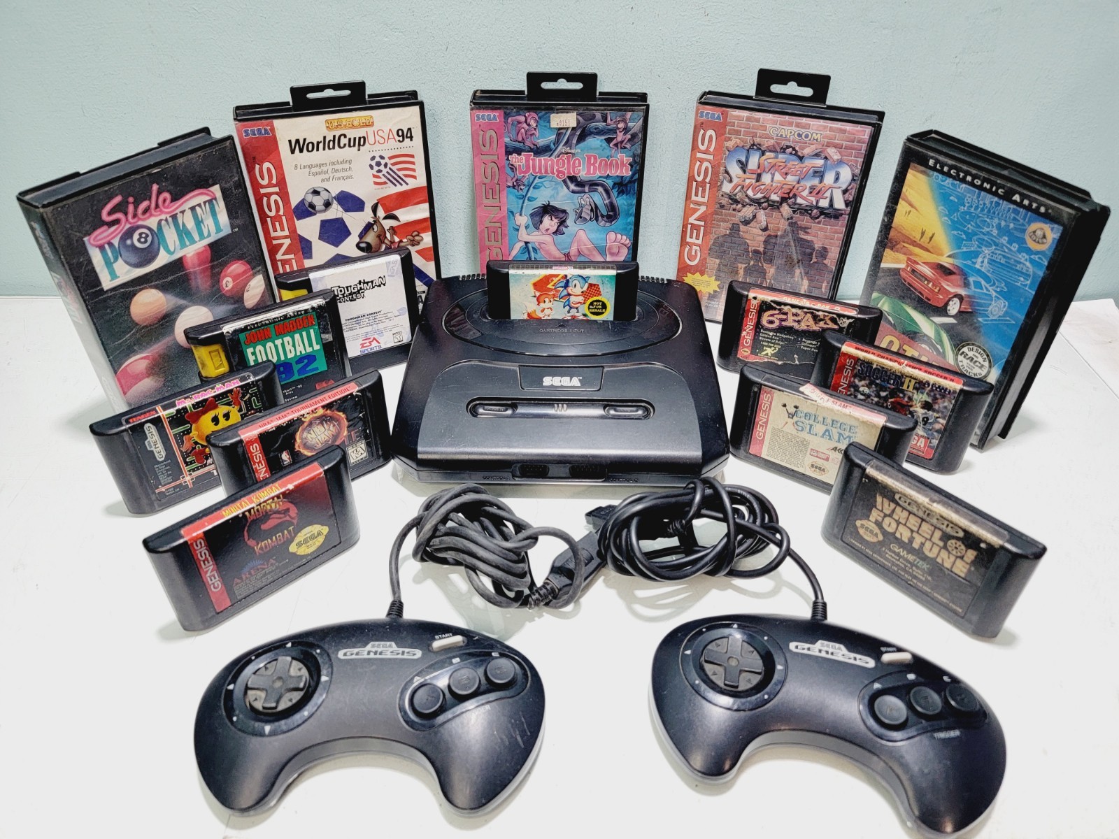 Sega Genesis Console Bundle With 2 Controllers and 15 Games