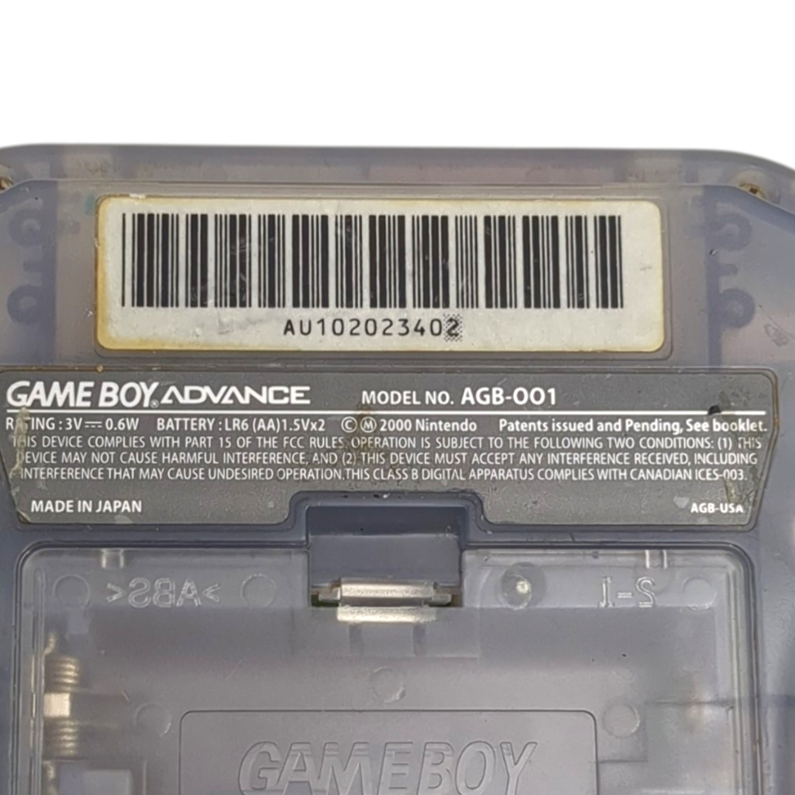 Nintendo Game Boy Advance Console Clear Glacier Tested & Working w/ sound AGB001