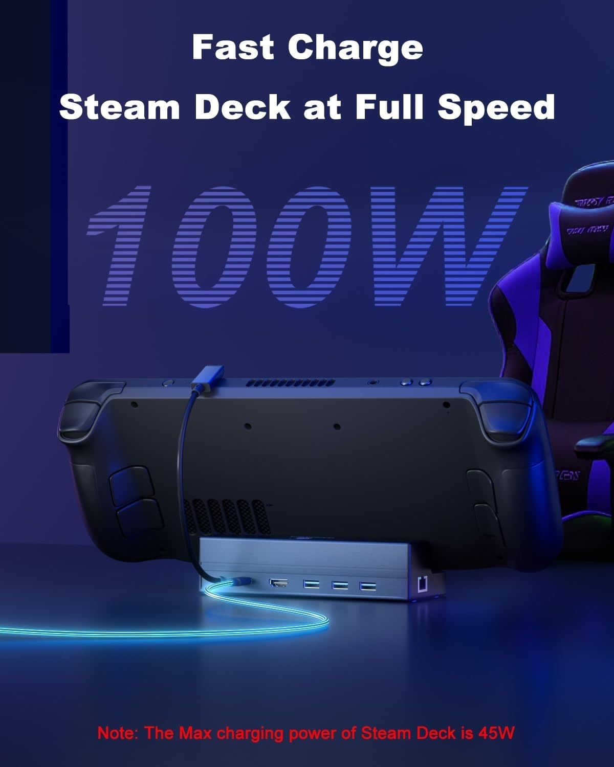 Compact Steam Deck Dock: 6 Ports with 4K HDMI, Ethernet, and Lifetime