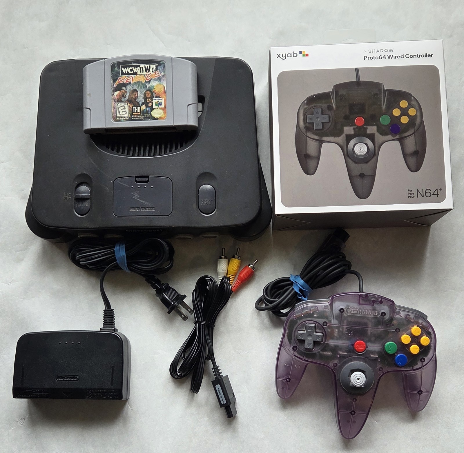 Nintendo 64 N64 Console w/ 2 Controllers WCW/nWo Revenge TESTED WORKING