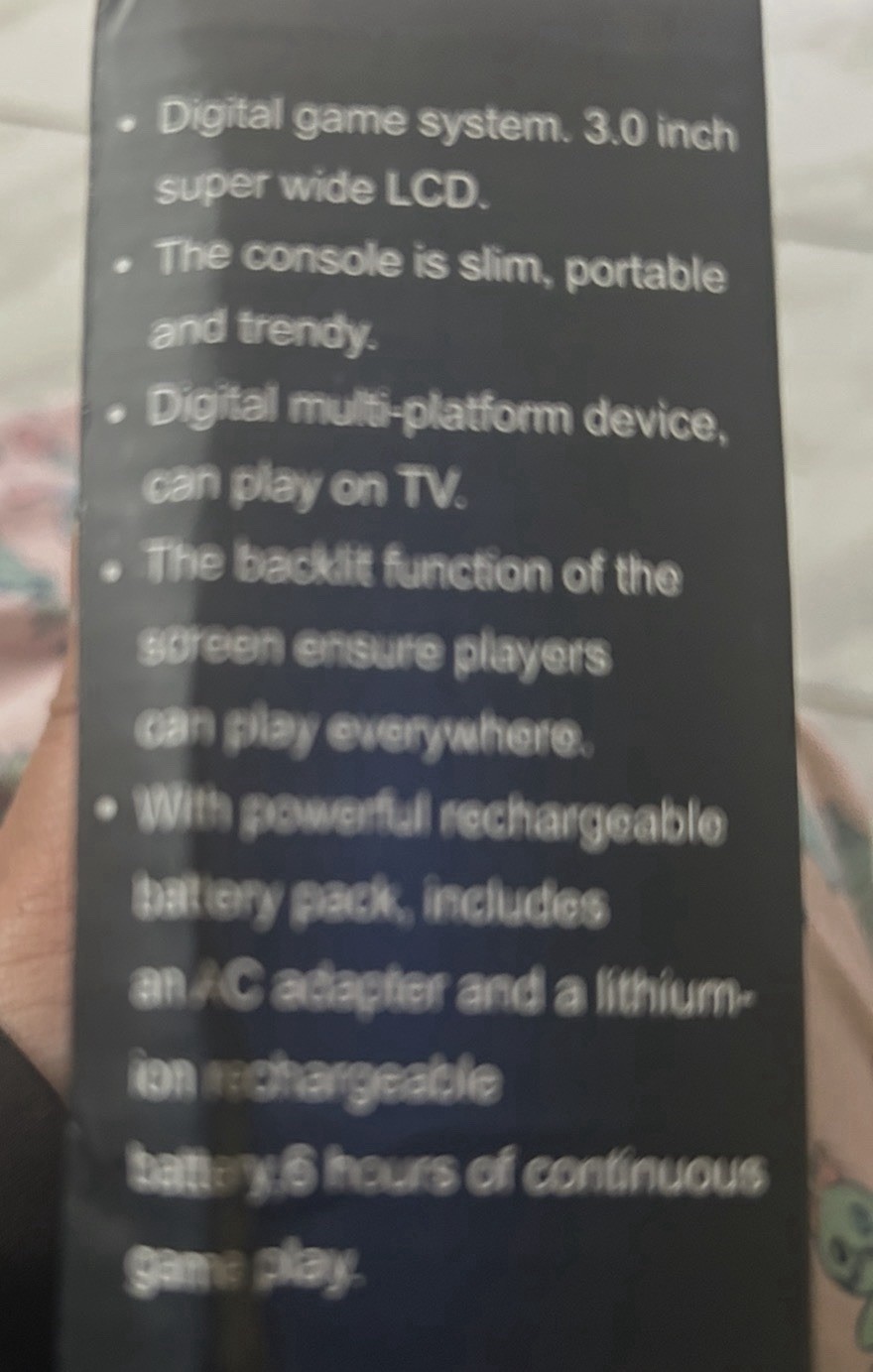 Plus Handheld Game Console 3.0 Inch LCD Rechargeable Slim Design AV Output Black