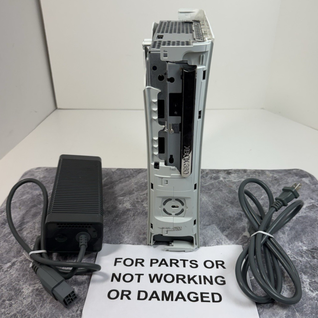 Microsoft Xbox 360 Console White w/ Power Supply FOR PARTS OR NOT WORKING