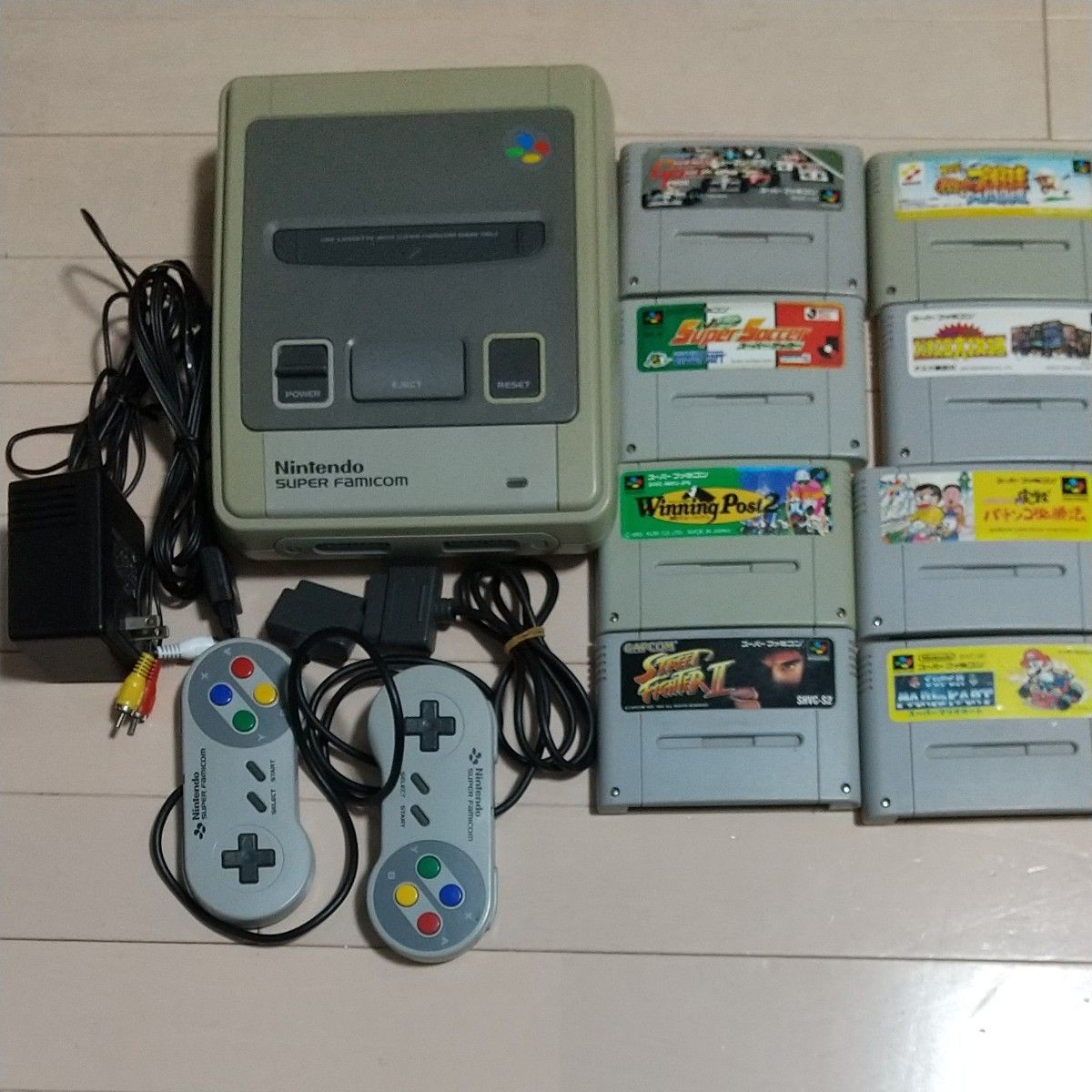 Nintendo Super Famicom Complete Set Tested Working w/ 8 Games Japan SFC