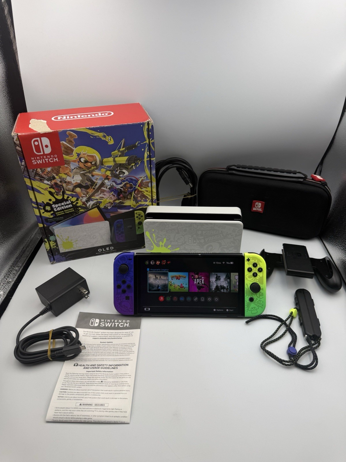Nintendo Switch OLED Splatoon 3 Edition Complete in Box + SD128GB Excellent