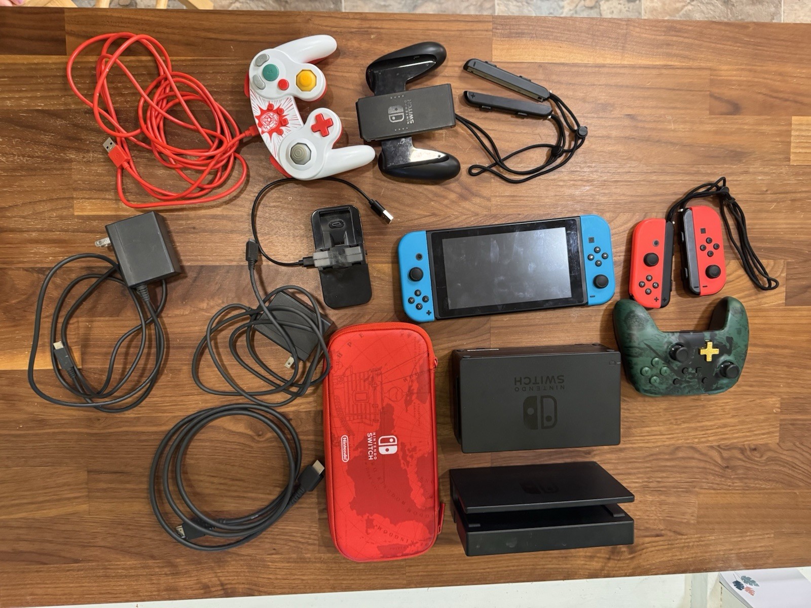 Nintendo Switch and Accessories 2 Docks Chargers Controllers and Joy Cons Lot