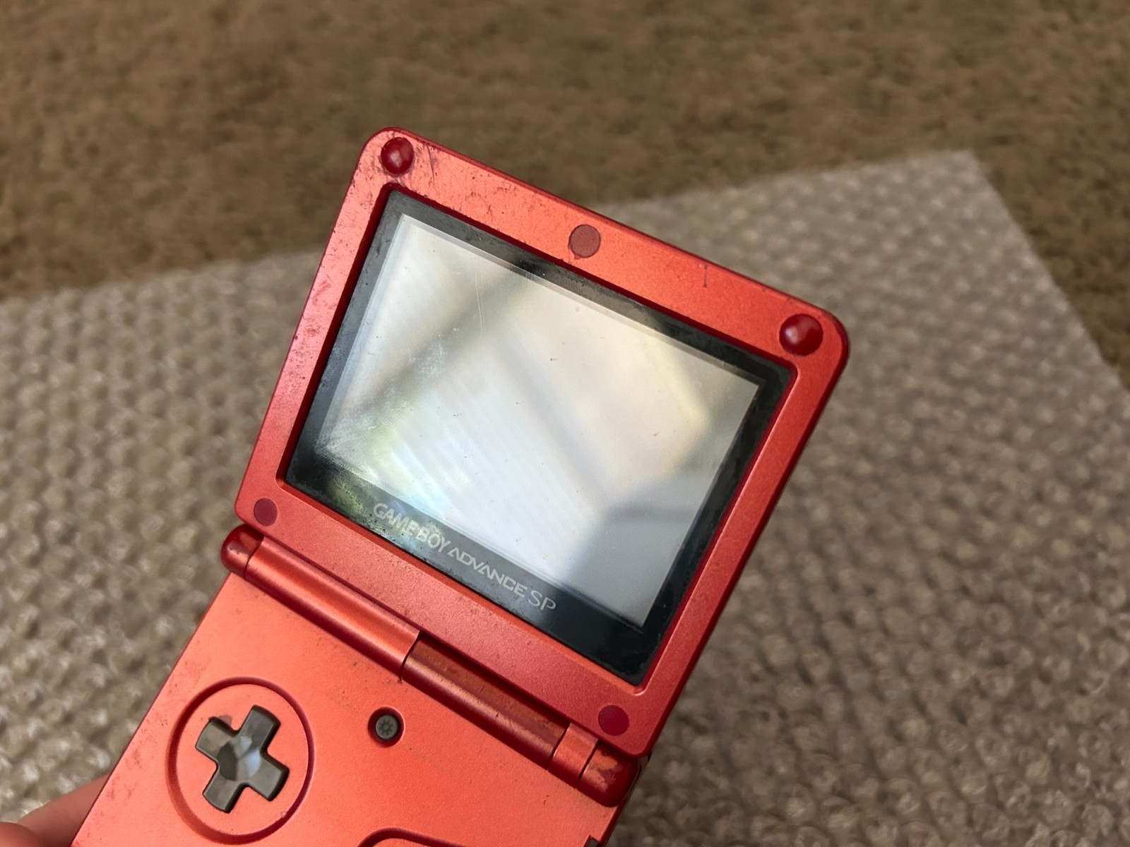 *READ* Nintendo Game Boy Advance SP Handheld System – Flame Red GBA Console