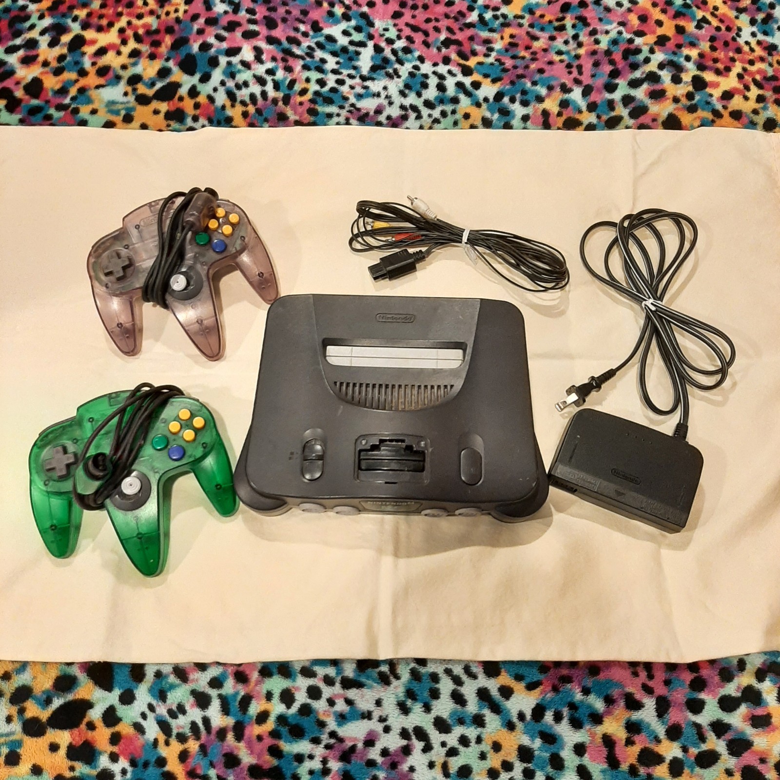 Nintendo 64 Console And 2 Conrollers ONLY – NUS-001 (USA) – Charcoal Tested